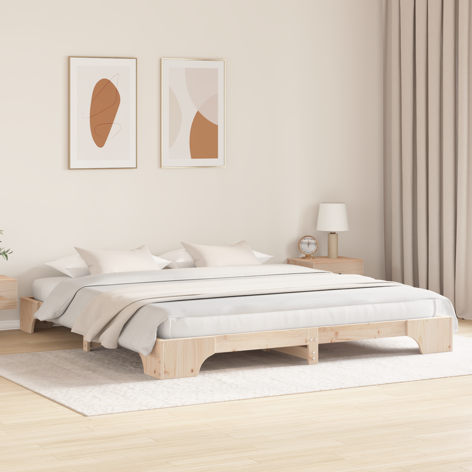 Bed Frame Natural Solid Pine wood 180 x 200 cm Durable - Image 5