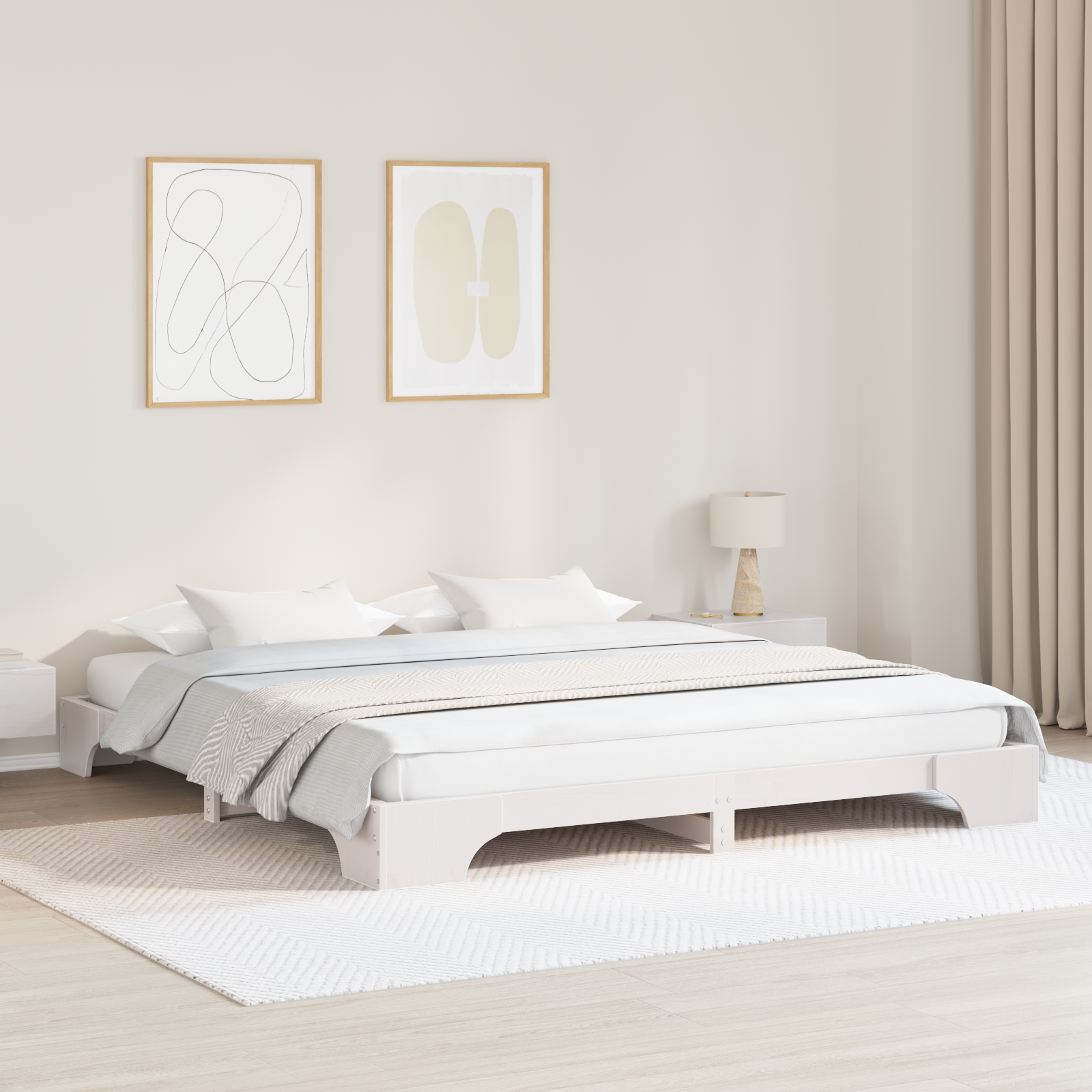Bed Frame Wit 180×200 cm Massief Hout