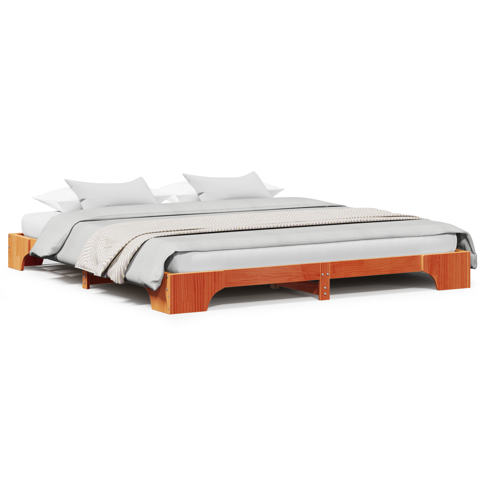 Bed Frame Wax brown Solid Pine wood 180 x 200 cm Bed Frame - Image 4