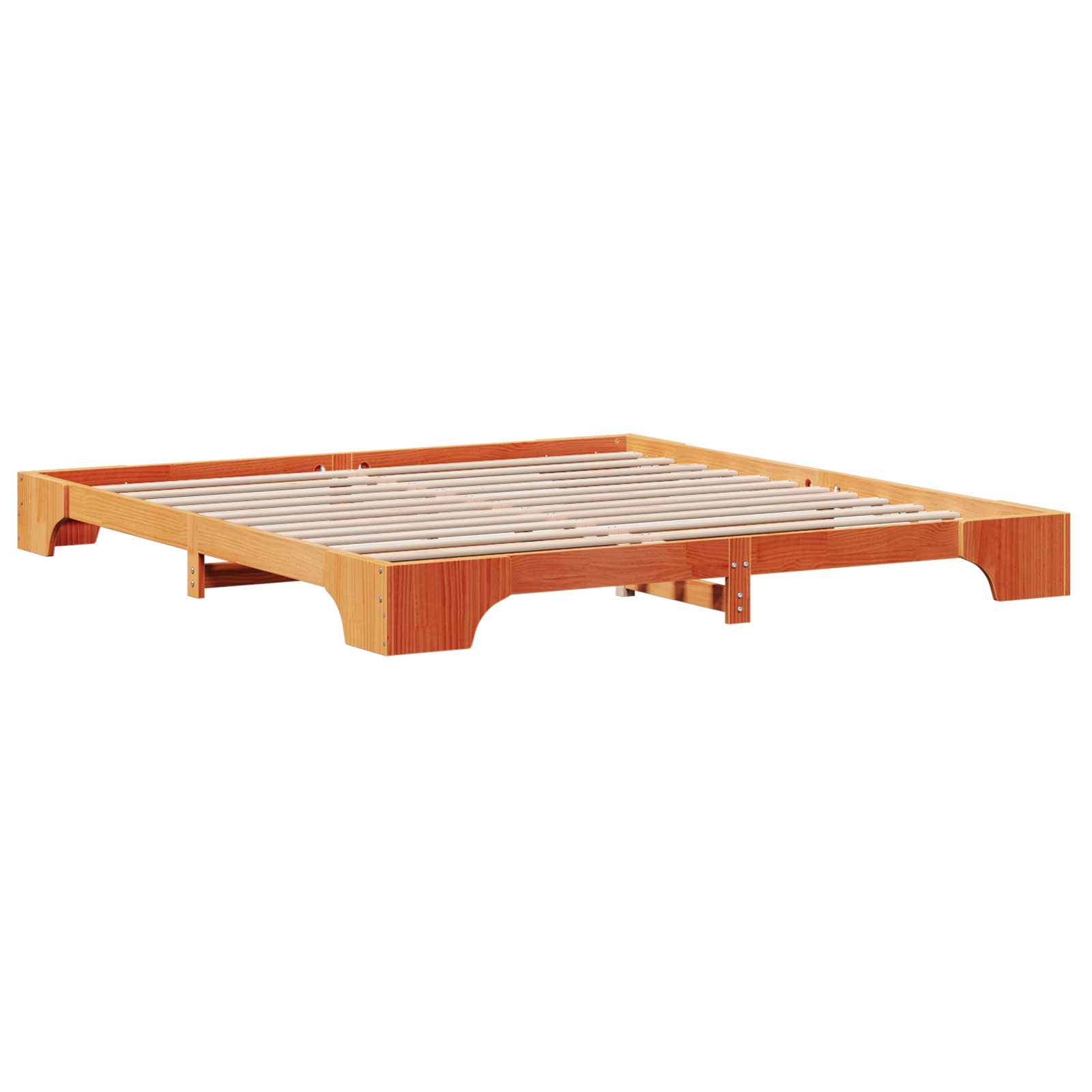 Bed Frame Wax brown Solid Pine wood 180 x 200 cm Bed Frame - Image 3