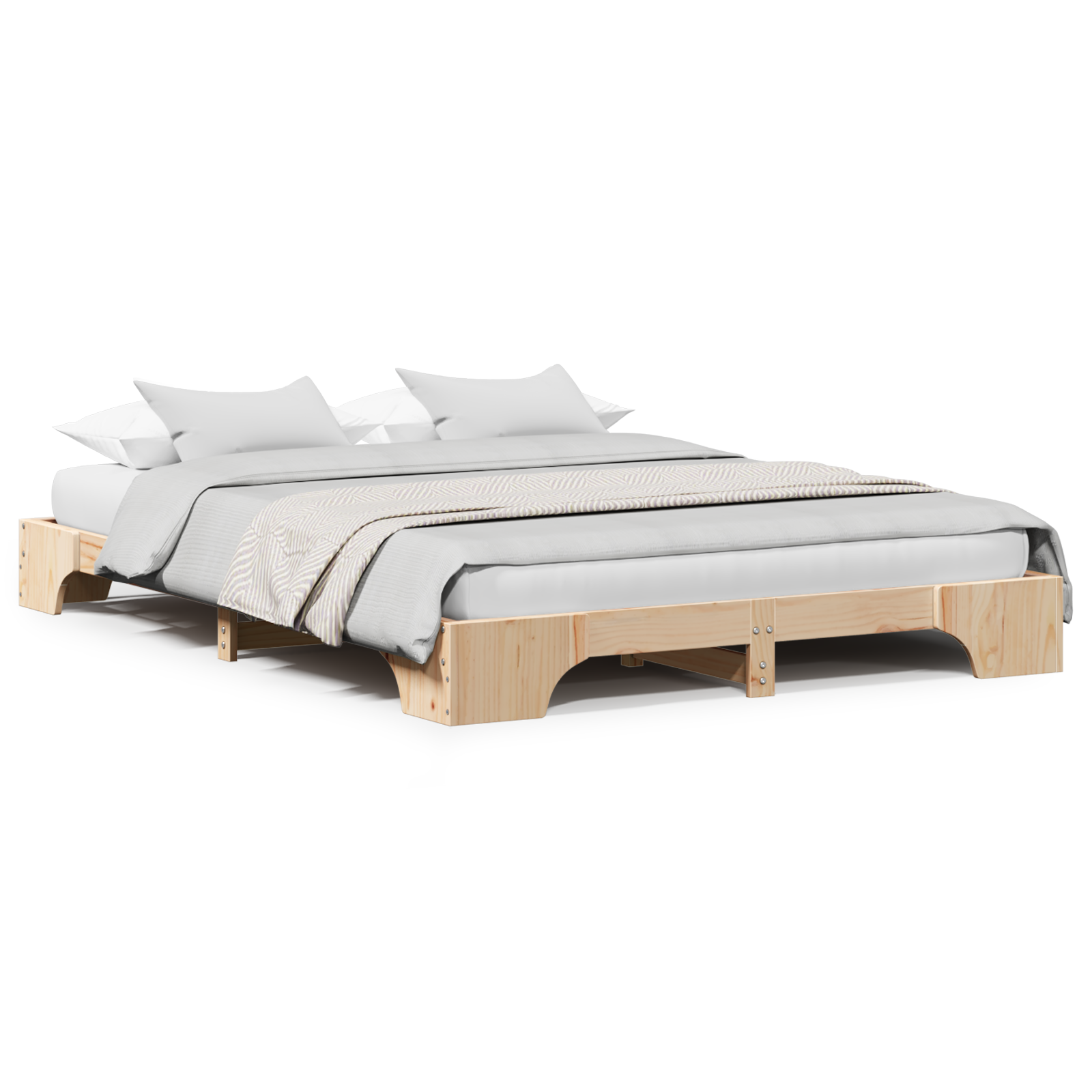 Bed Frame Natural Solid Pine wood King Size Durable - Image 4