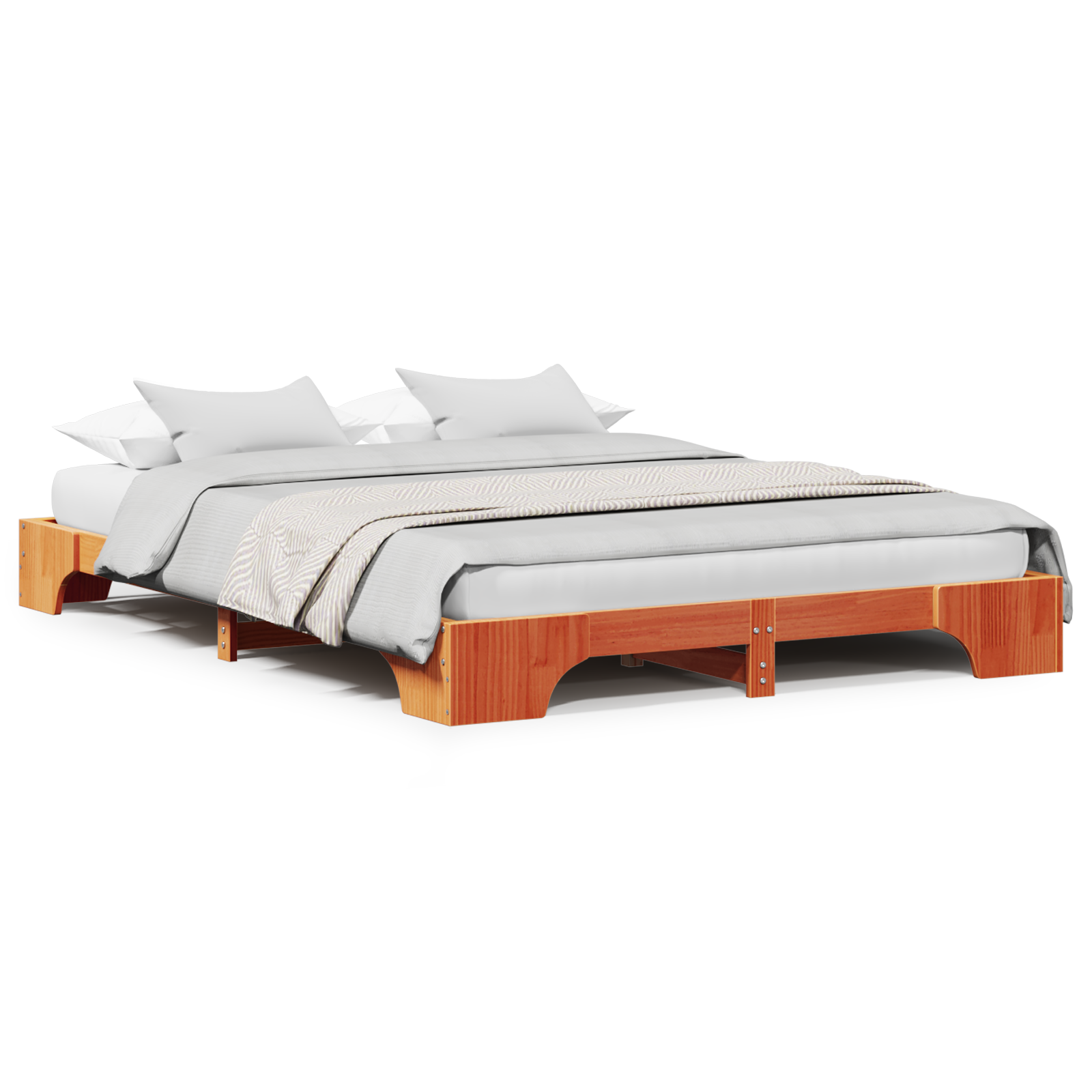 Bed Frame Wax brown Solid Wood 150 x 200 cm Durable Bed Frame - Image 4