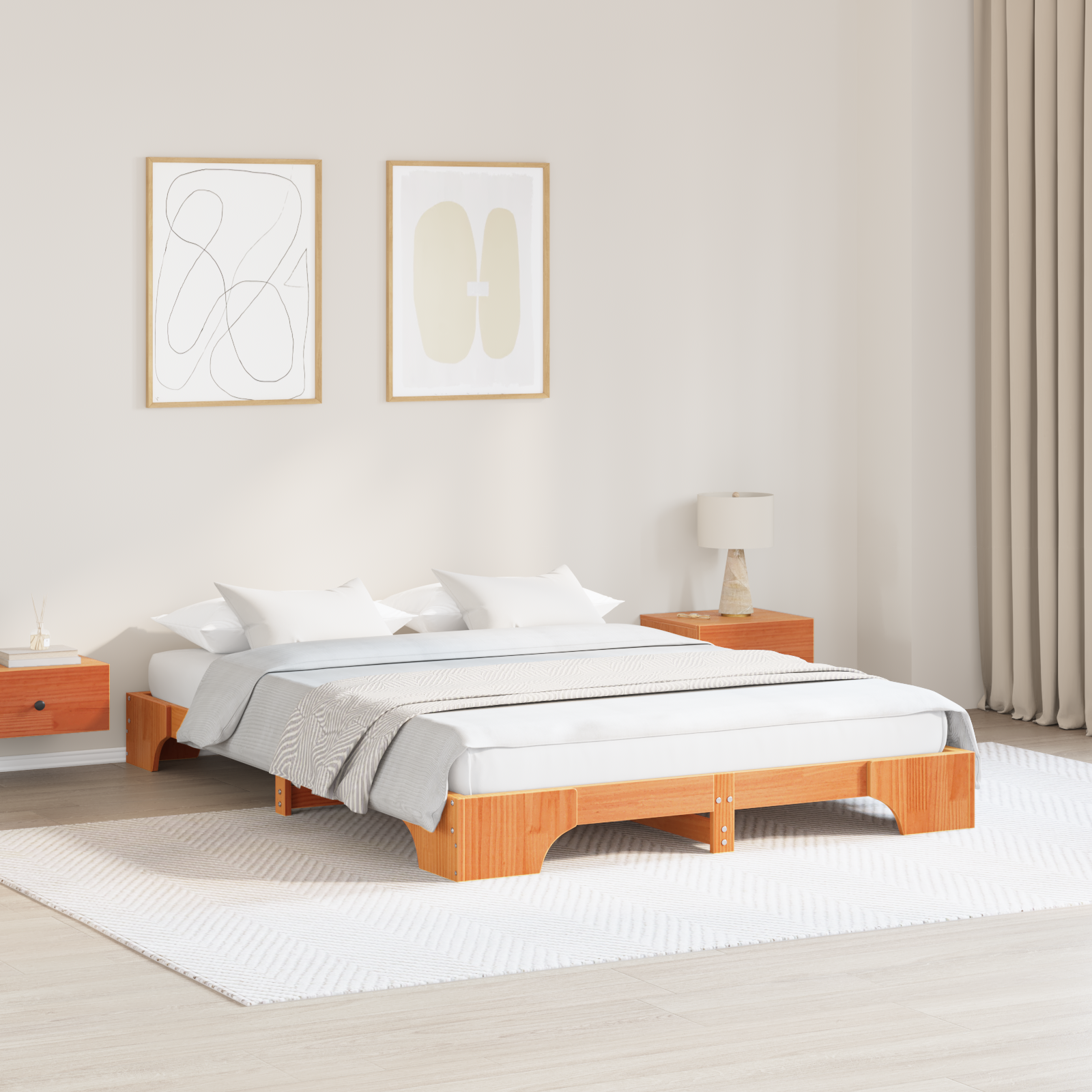 Bedframe Wax Bruin 150×200 cm Massief Grenenhout