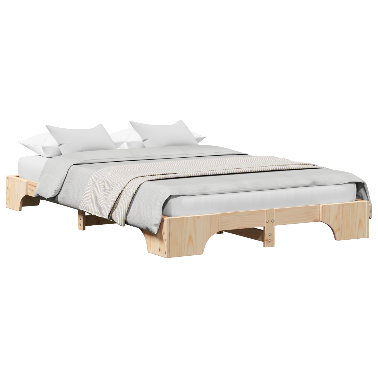 Bed Frame Natural Solid Pine wood 120 x 200 cm Durable - Image 2