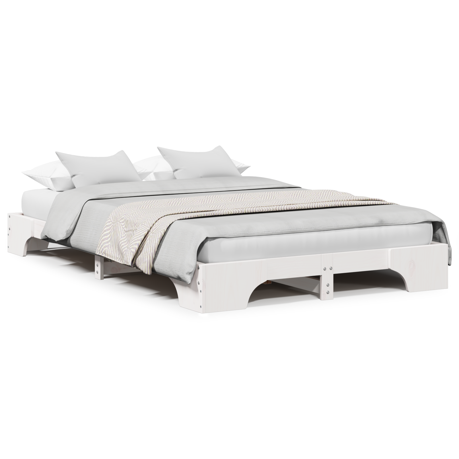 Bed Frame White Solid Wood 120 x 200 cm Rectangular - Image 4