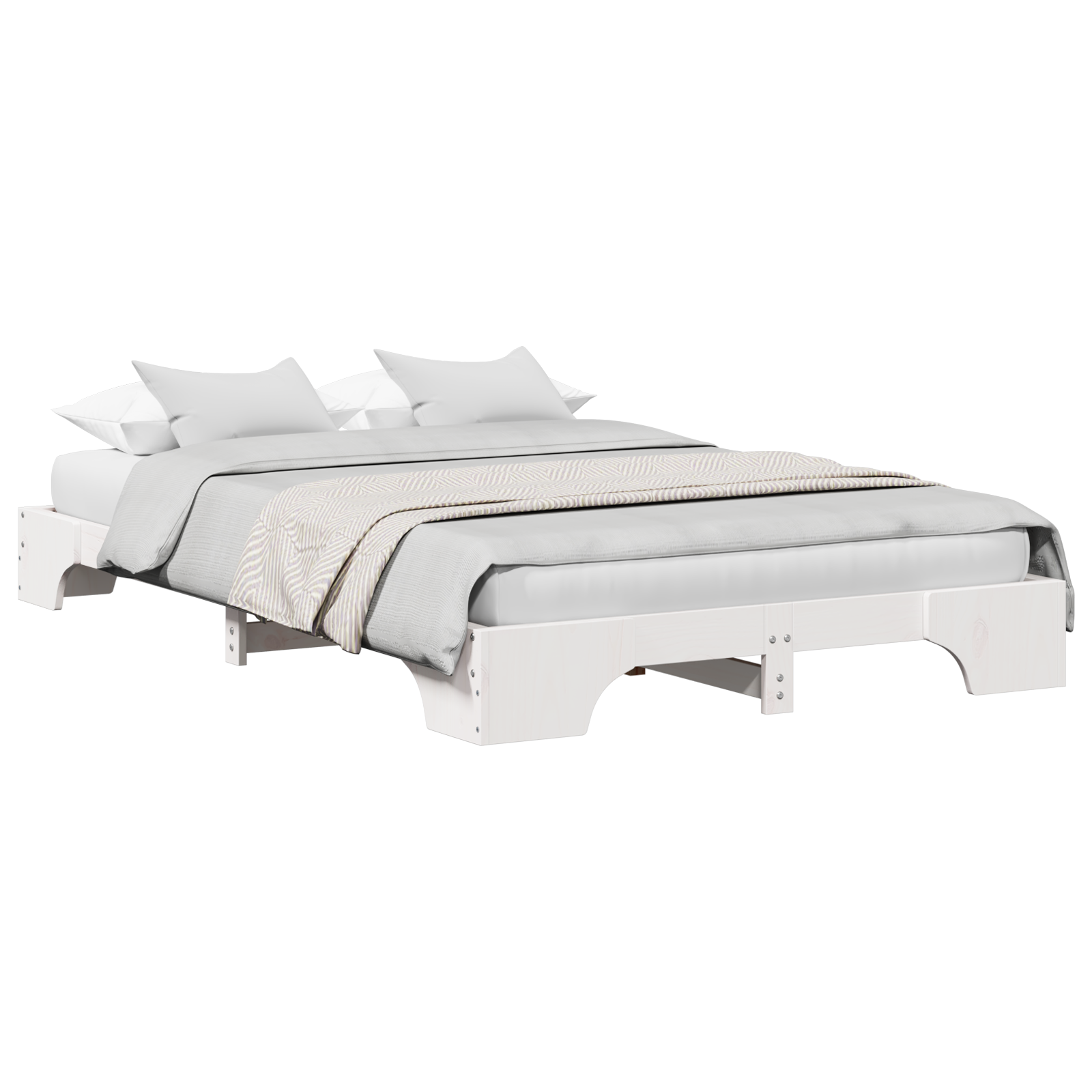 Bed Frame White Solid Wood 120 x 200 cm Rectangular - Image 2
