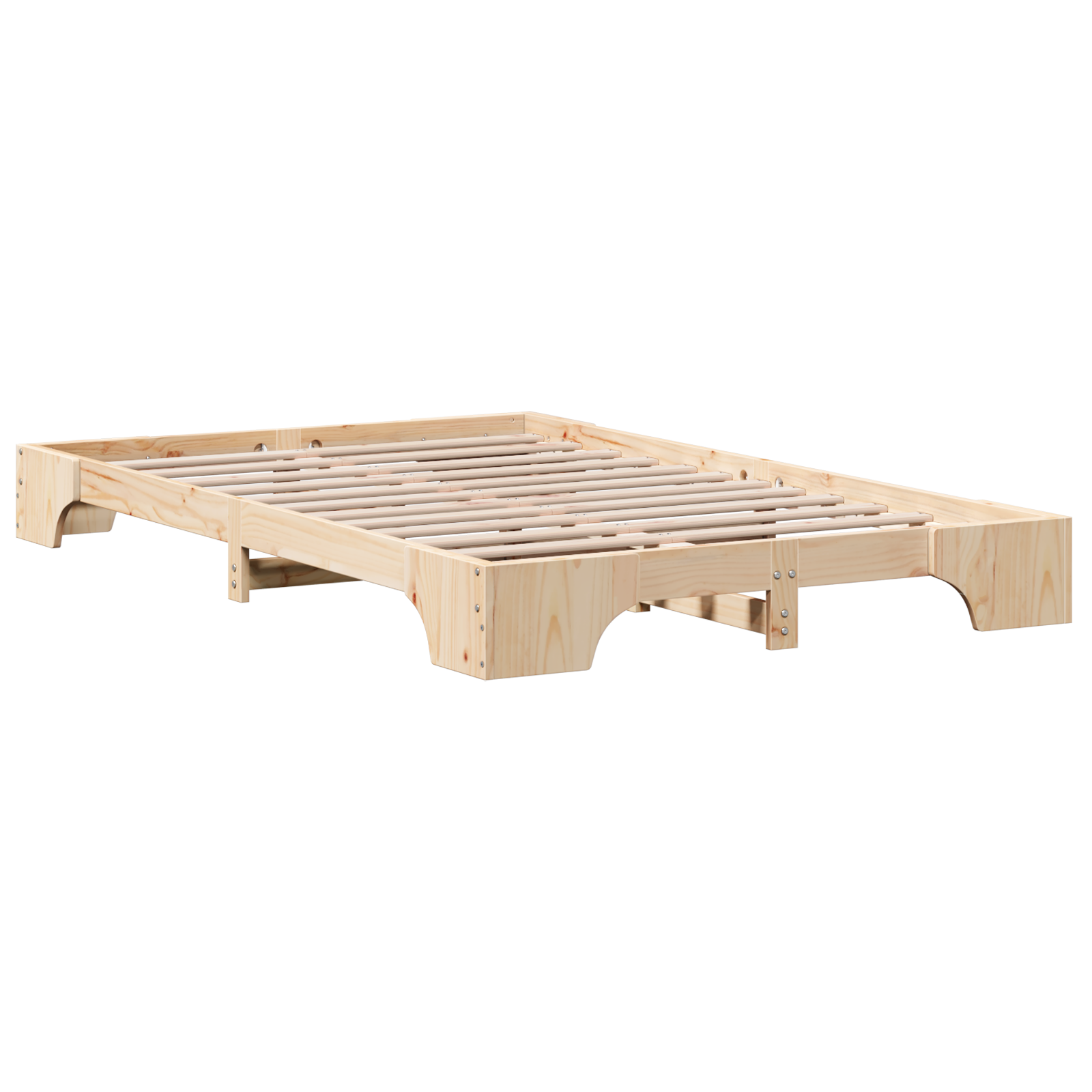 Bed Frame Natural Solid Pine wood 135 x 190 cm Bed Frame - Image 3