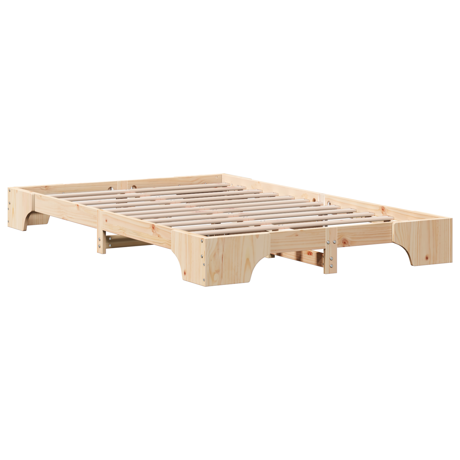 Bed Frame Natural Solid Pine wood 135 x 190 cm Bed Frame - Image 8