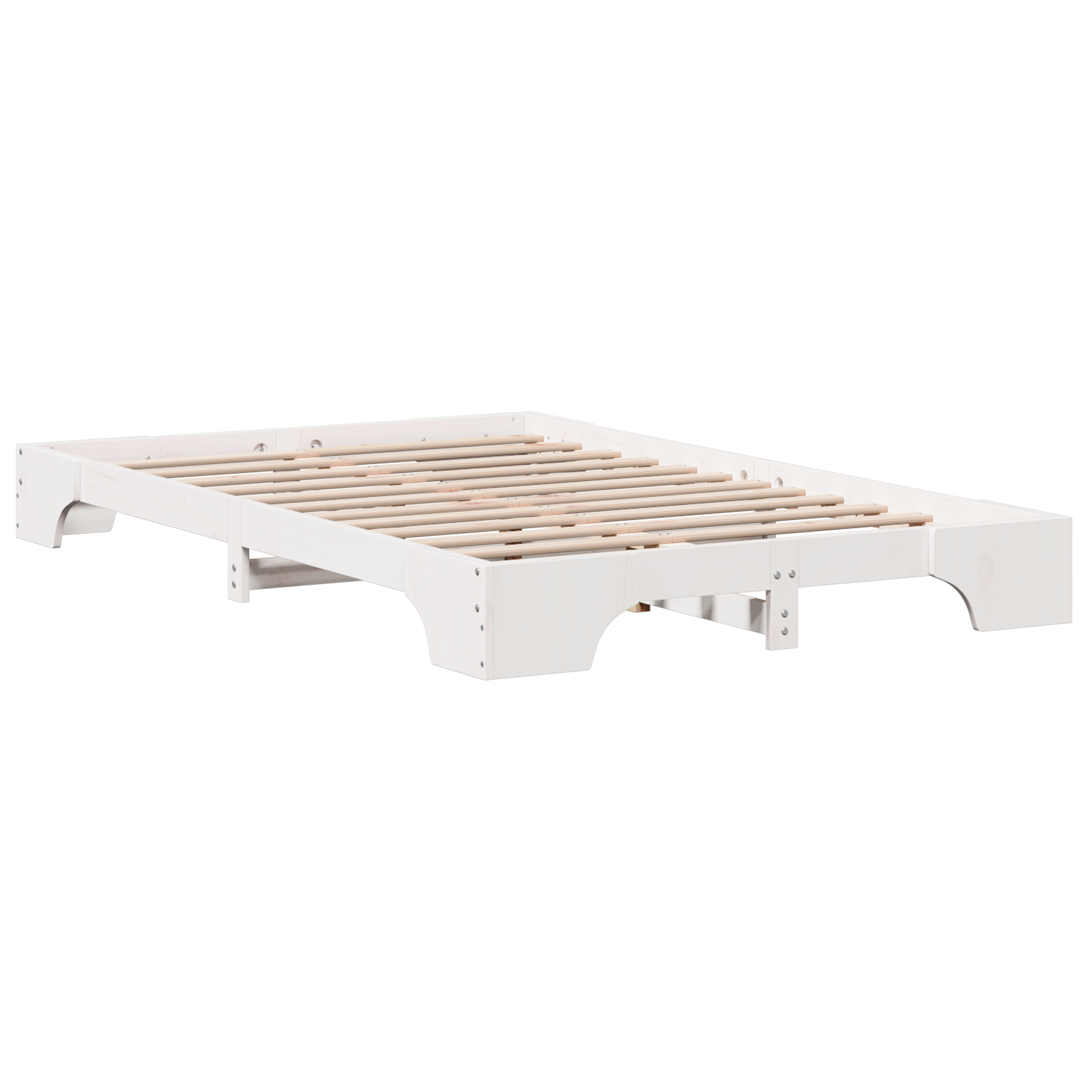 Bed Frame White Solid Pine wood 135 x 190 cm Bed Frame - Image 3