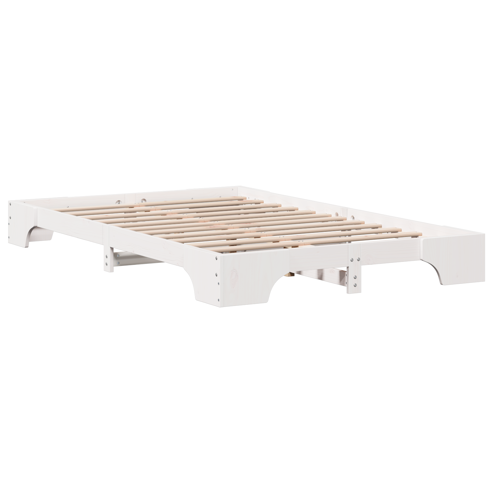 Bed Frame White Solid Pine wood 135 x 190 cm Bed Frame - Image 8