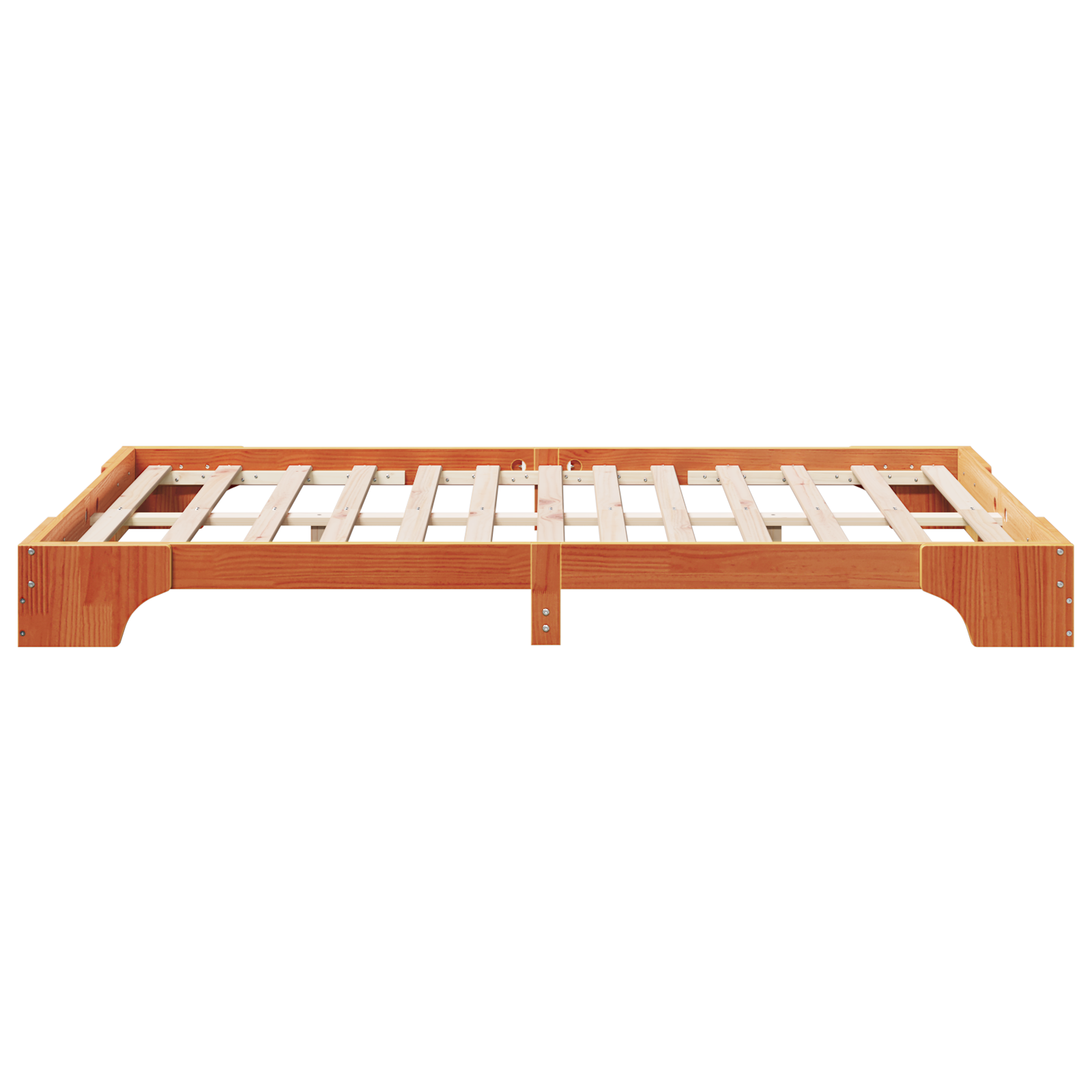 Bed Frame Wax brown Solid pine wood 135 x 190 cm Durable - Image 7