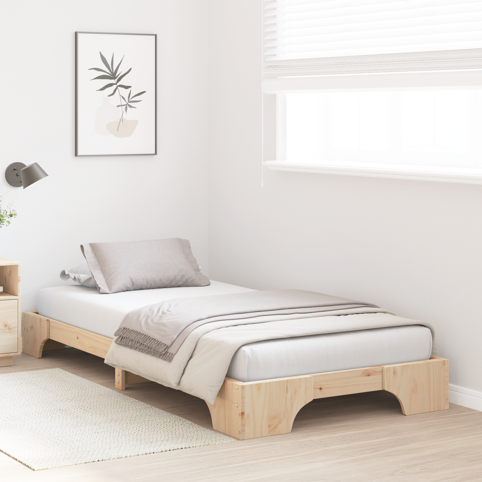 Bed Frame Natural Pine Wood 100 x 200 cm Durable Bed Frame - Image 5