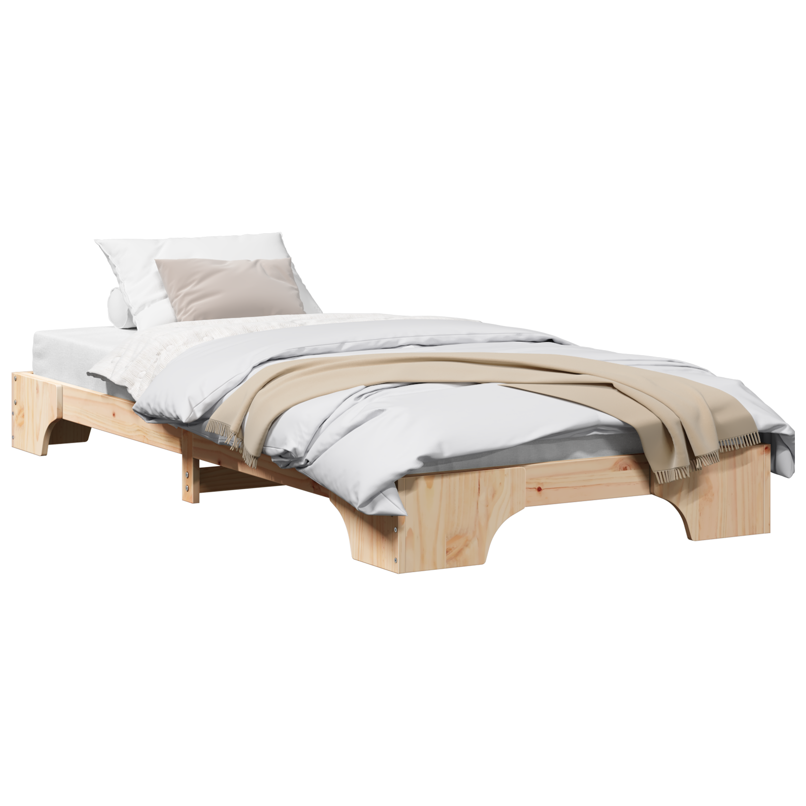 Bed Frame Natural Pine Wood 100 x 200 cm Durable Bed Frame - Image 2
