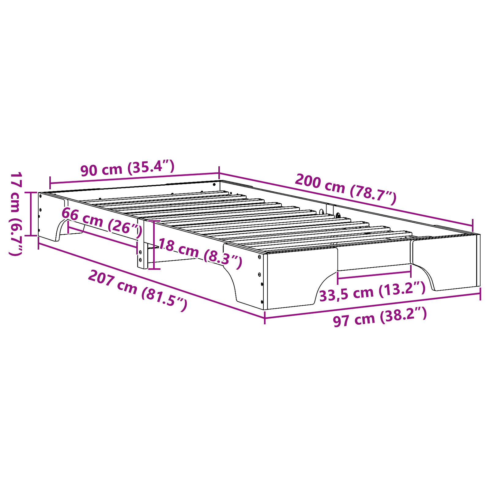 Bed Frame Natural Pine Wood 90 x 200 cm Durable Bed Frame - Image 10