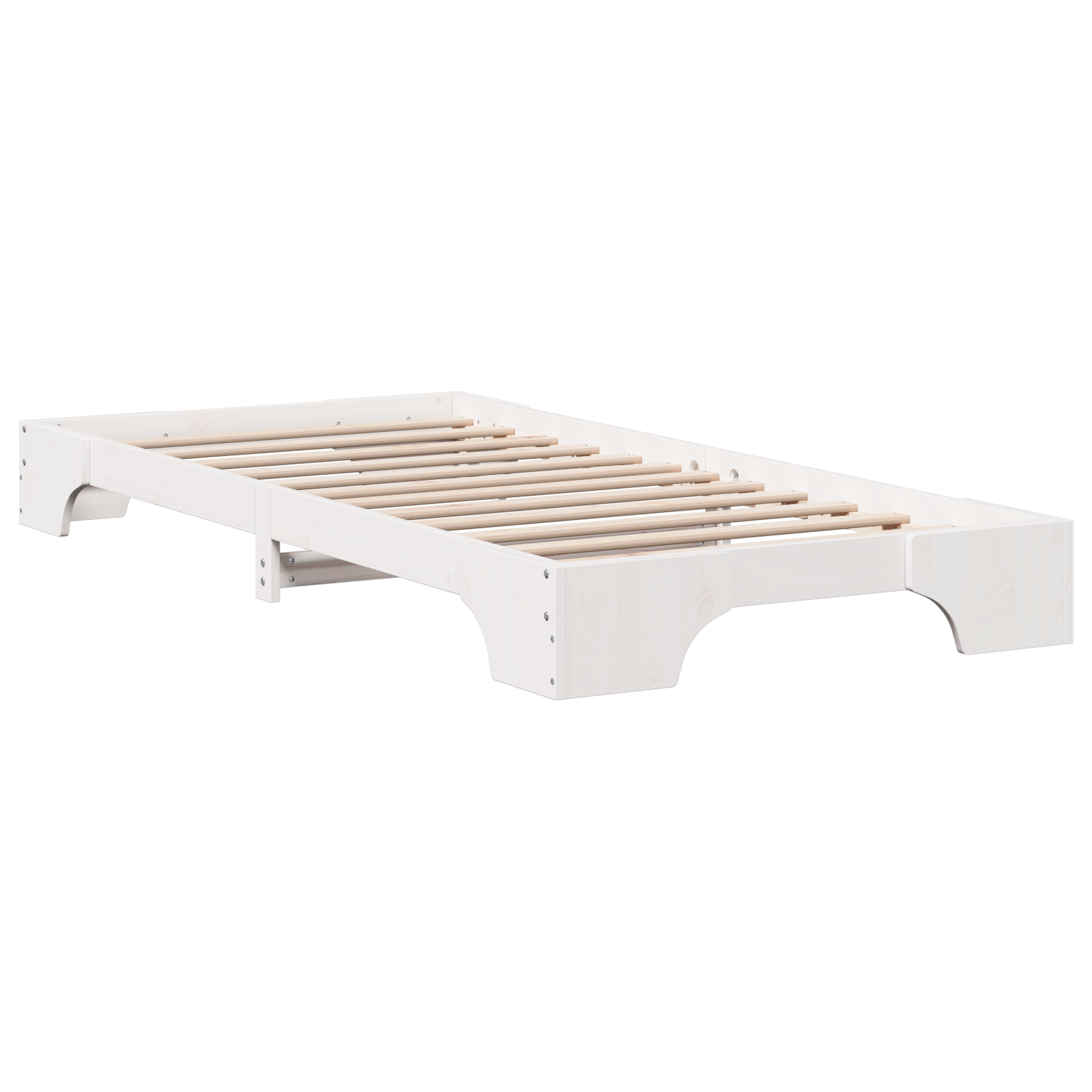Bed Frame White Solid Pine wood 80 x 200 cm Lightweight - Image 8