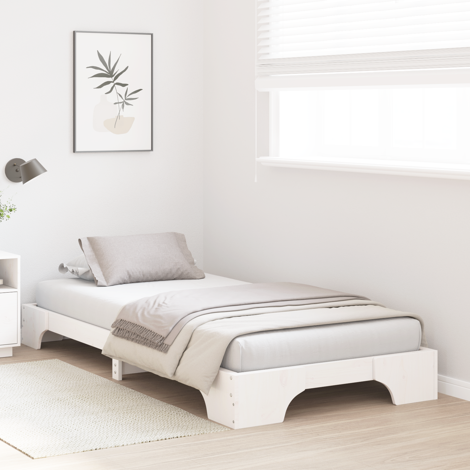 Bed Frame White Solid Pine wood 80 x 200 cm Lightweight - Image 5