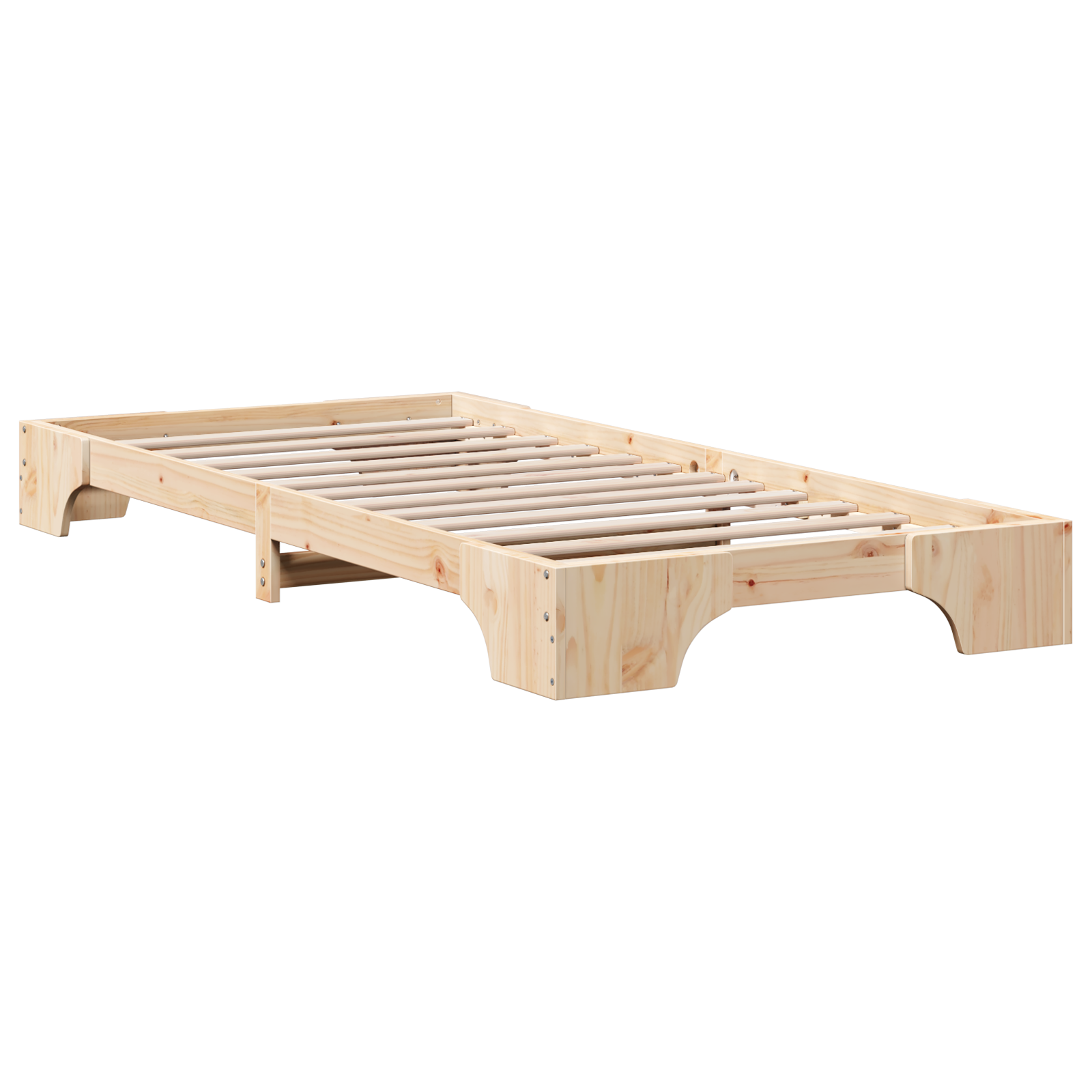 Bed Frame Natural Solid Pine wood 75 x 190 cm Simple Bed Frame - Image 3