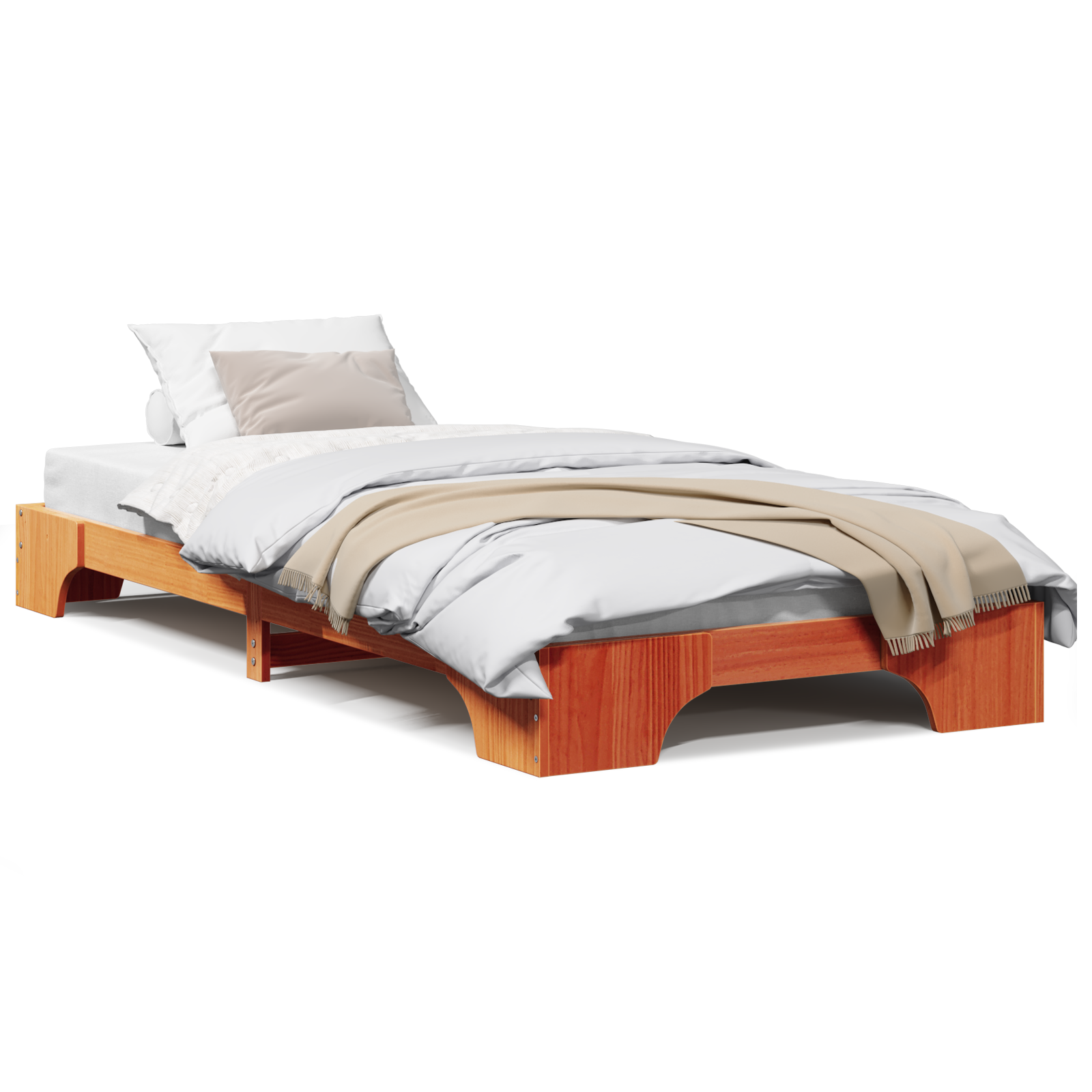 Bed Frame Wax Brown Solid Wood 75 x 190 cm Bed Frame - Image 4