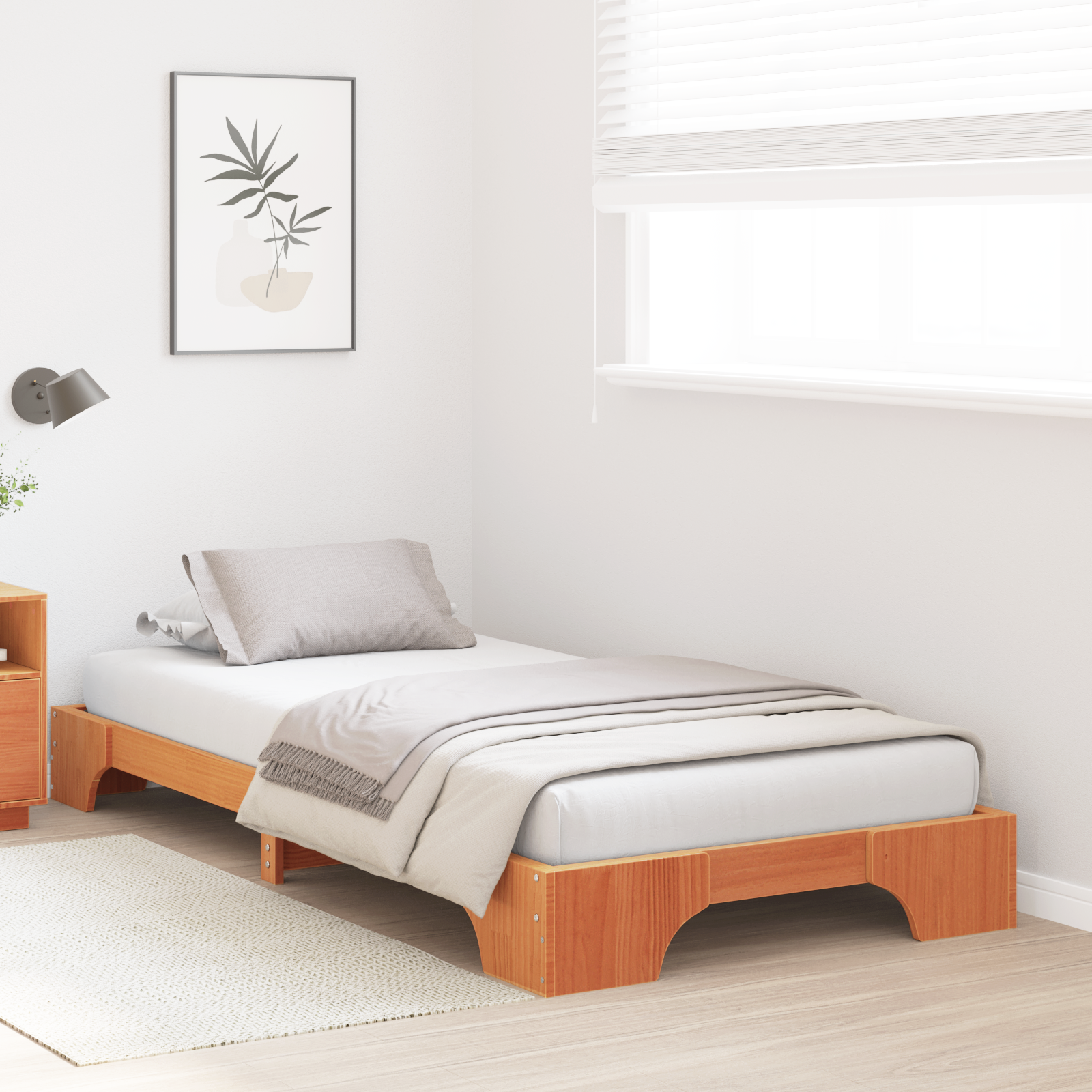 Bed Frame Wax Brown Solid Wood 75 x 190 cm Bed Frame - Image 5
