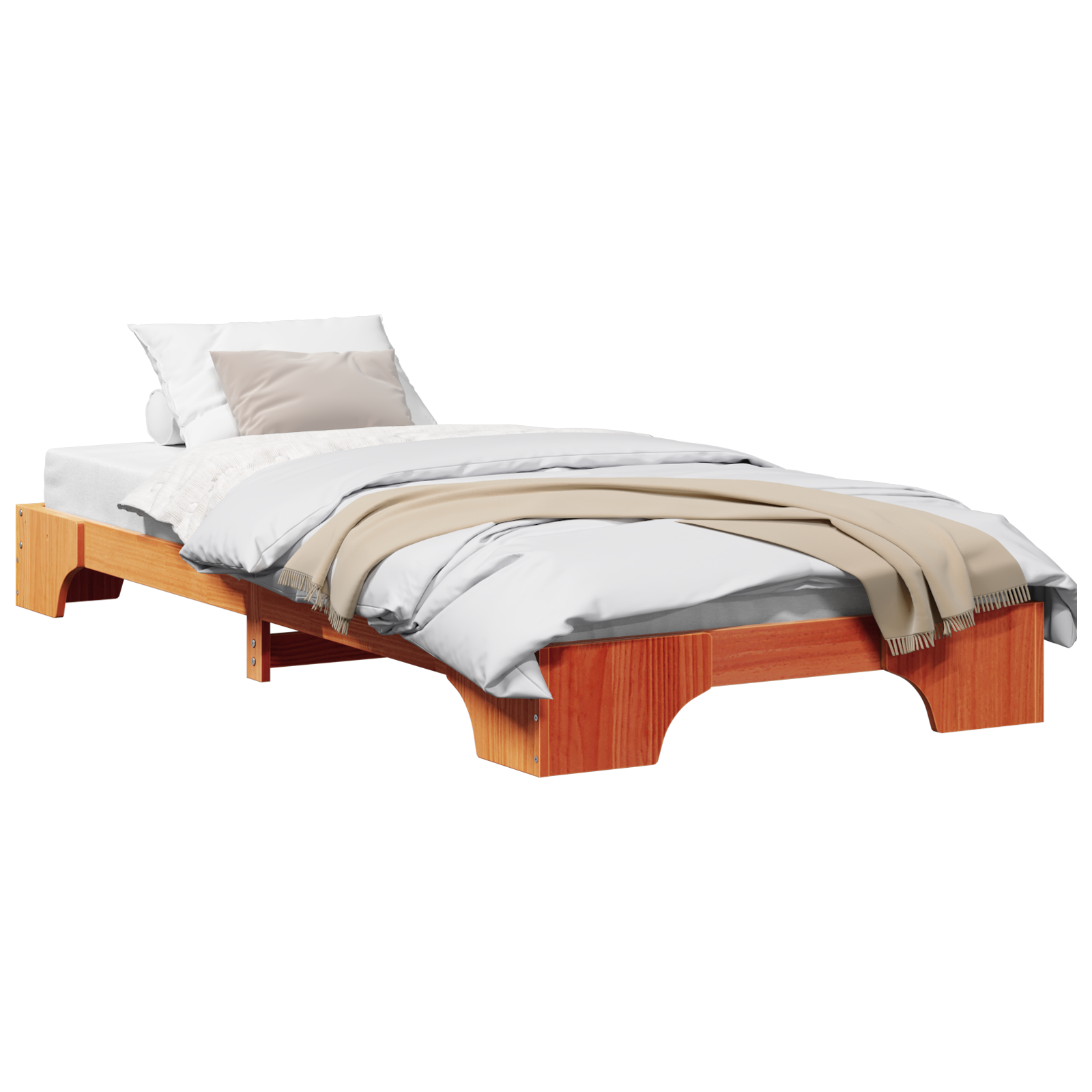 Bed Frame Wax Brown Solid Wood 75 x 190 cm Bed Frame - Image 2