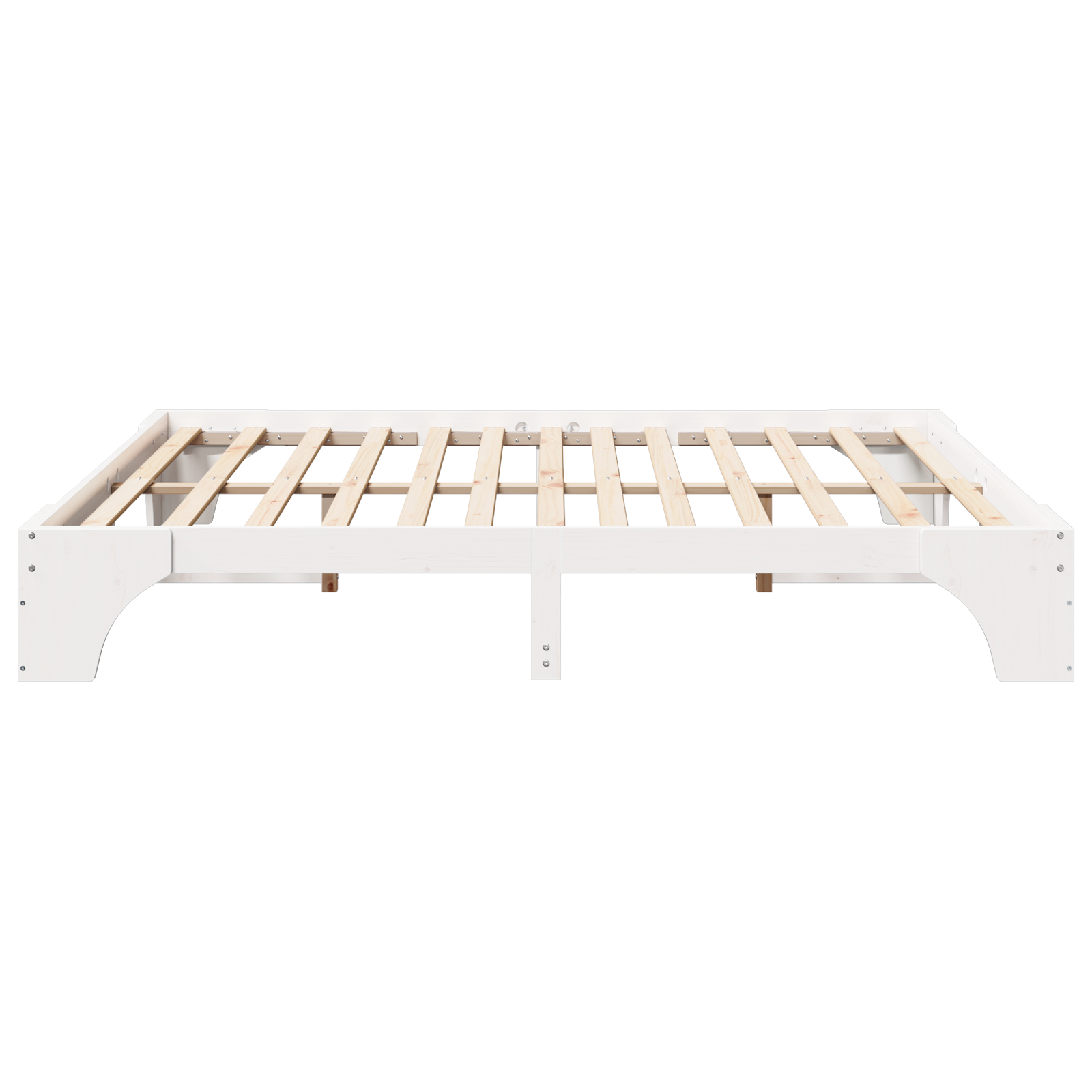 Bed Frame White Solid wood 200 x 200 cm Simplistic Bed Frame - Image 7