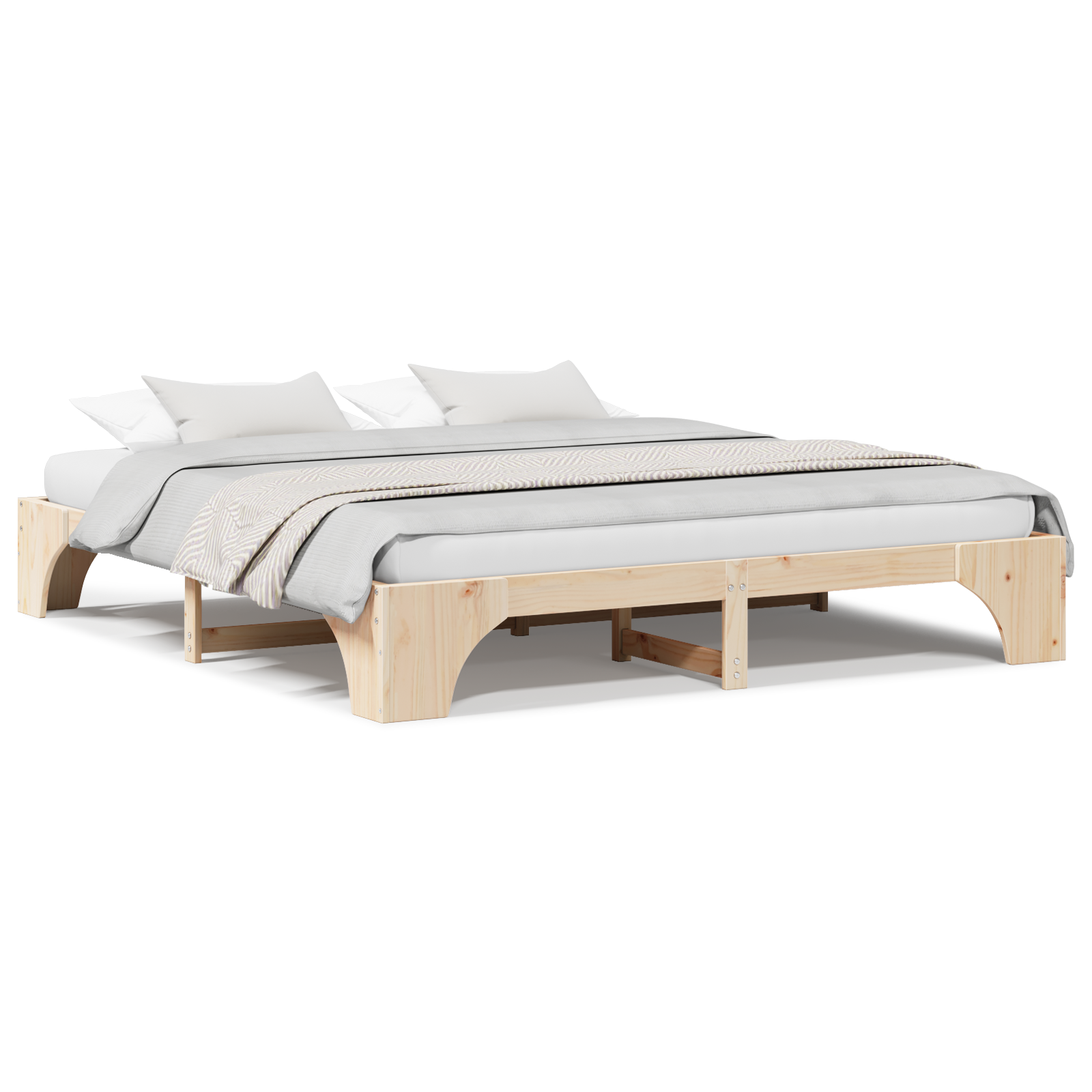 Bed Frame Natural Solid Pine wood 180 x 200 cm Simple - Image 4