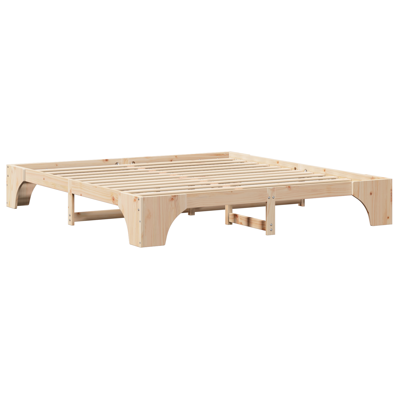Bed Frame Natural Solid Pine wood 180 x 200 cm Simple - Image 3