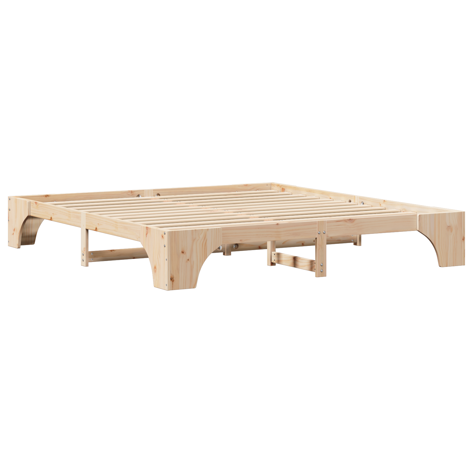 Bed Frame Natural Solid Pine wood 180 x 200 cm Simple - Image 8