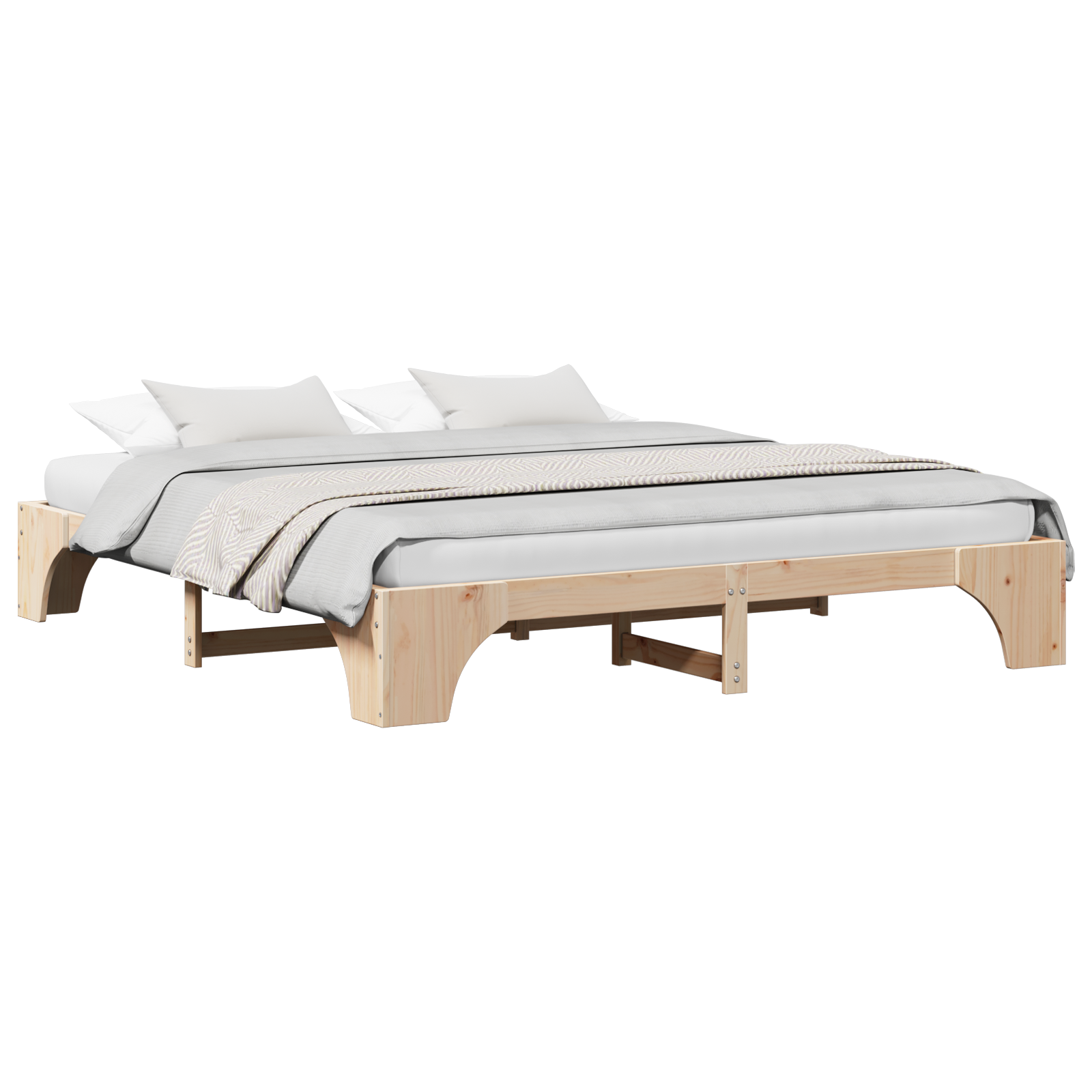 Bed Frame Natural Solid Pine wood 180 x 200 cm Simple - Image 2
