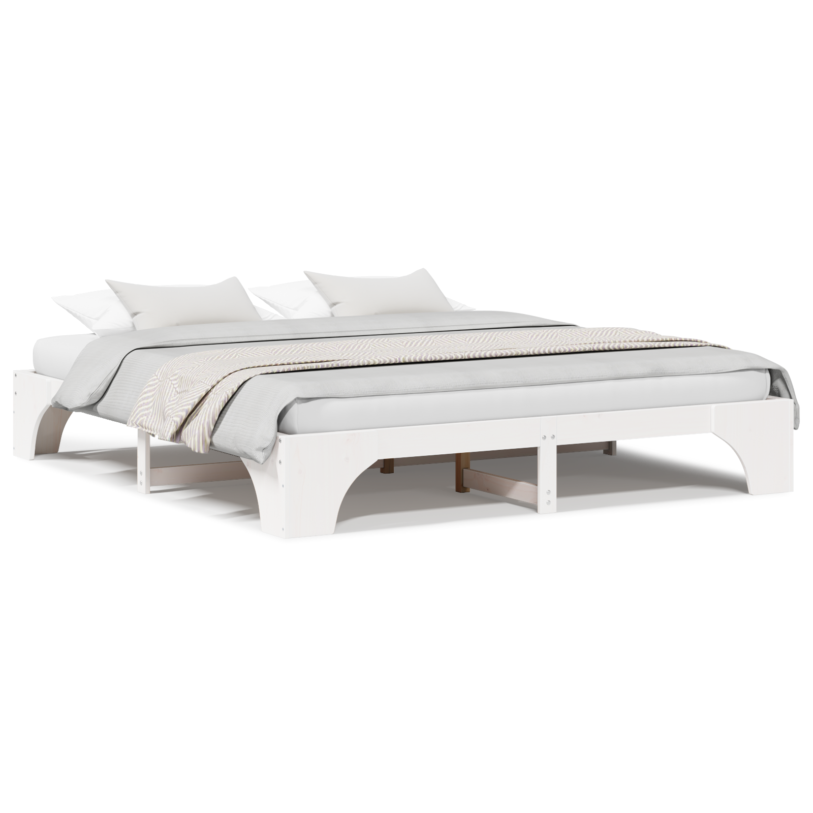 Bed Frame White Solid Wood 180 x 200 cm Bed Frame Rectangular - Image 4