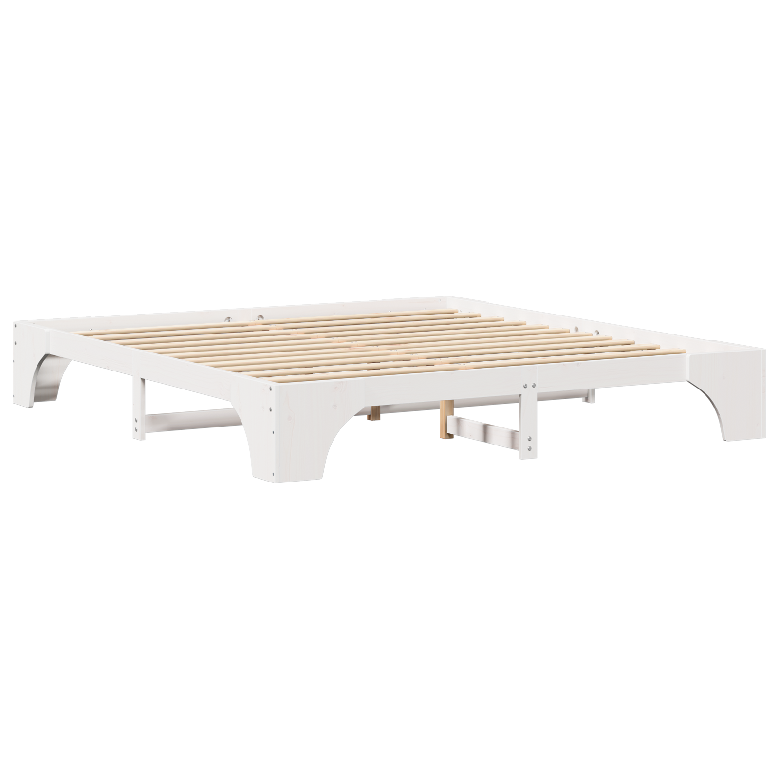 Bed Frame White Solid Wood 180 x 200 cm Bed Frame Rectangular - Image 3