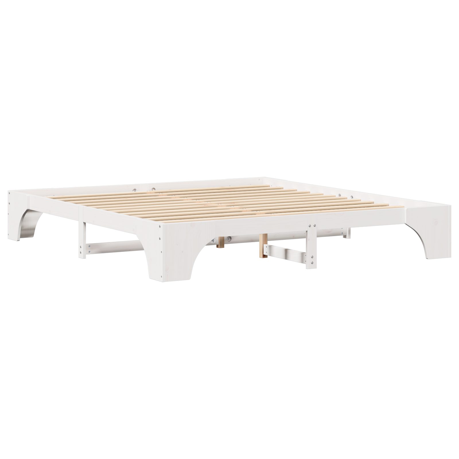 Bed Frame White Solid Wood 180 x 200 cm Bed Frame Rectangular - Image 8
