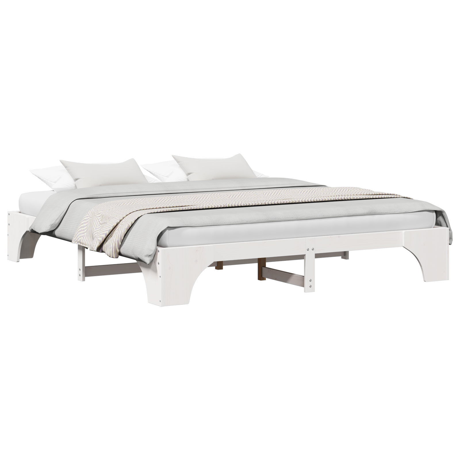 Bed Frame White Solid Wood 180 x 200 cm Bed Frame Rectangular - Image 2