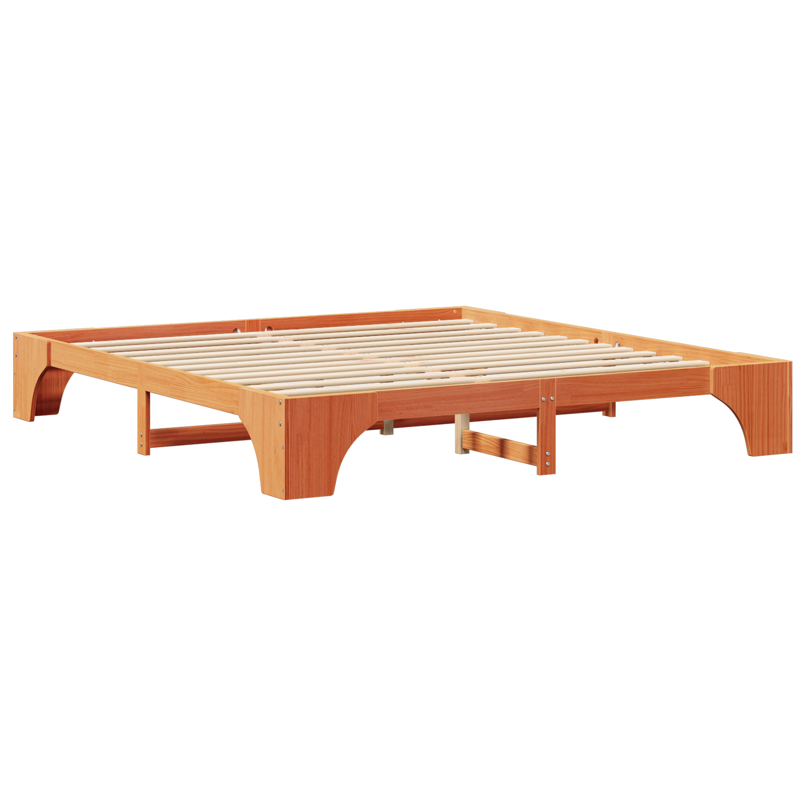 Bed Frame Wax Brown Solid Wood King Oak Bed Frame Rectangular - Image 3