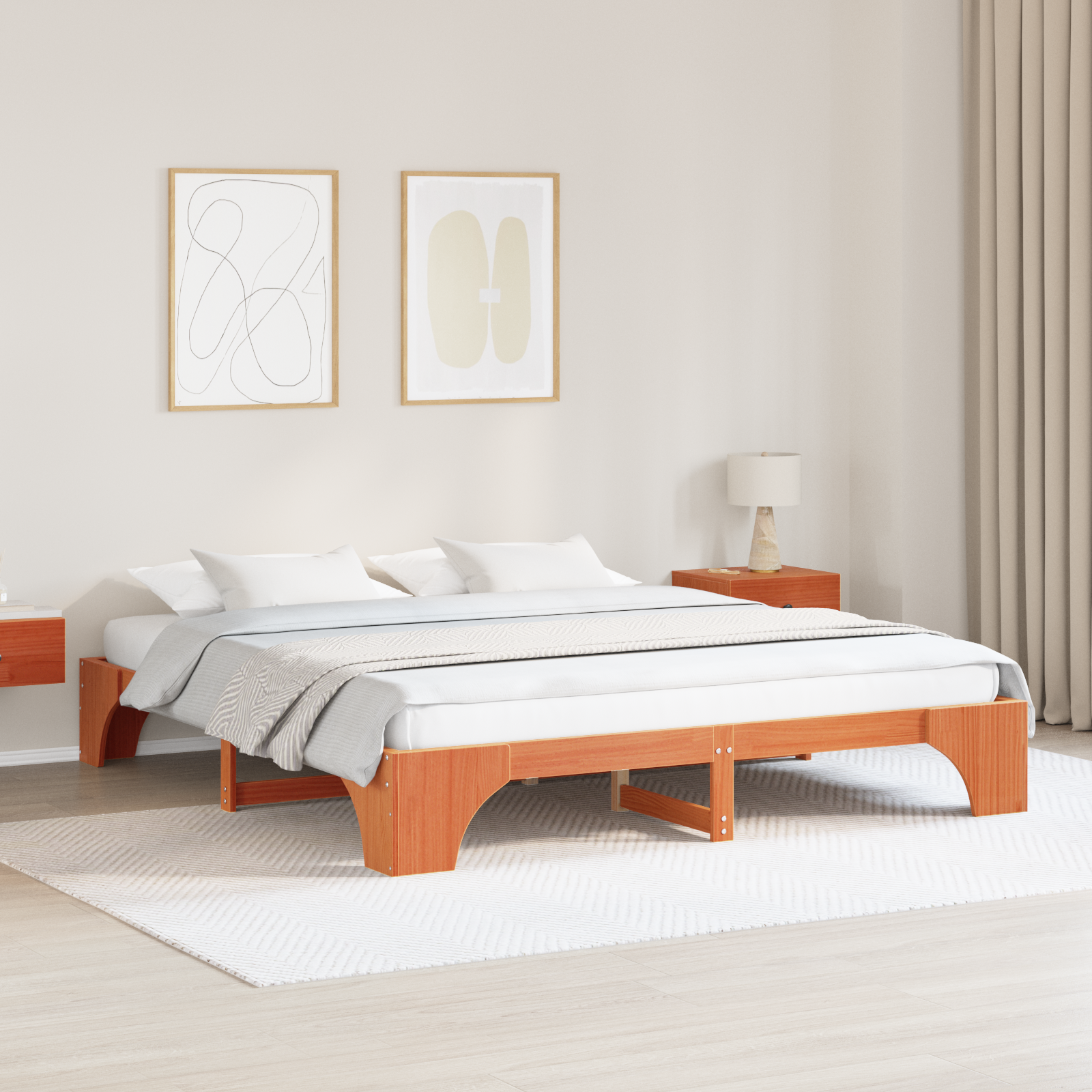 Bedframe Wasbruin 180×200 cm Van Massief Grenenhout
