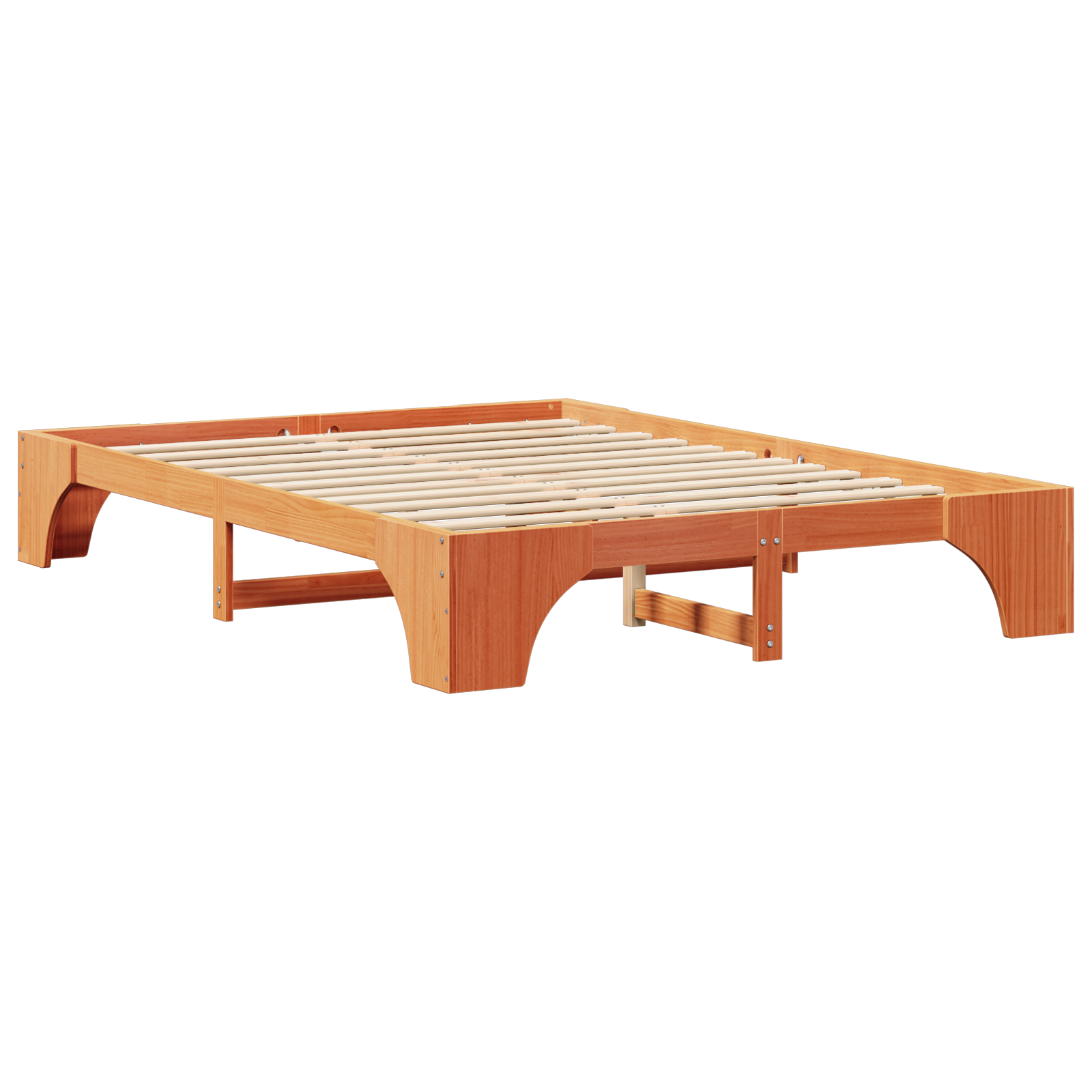 Bed Frame Wax Brown Wood Standard Double Durable Rectangular - Image 3