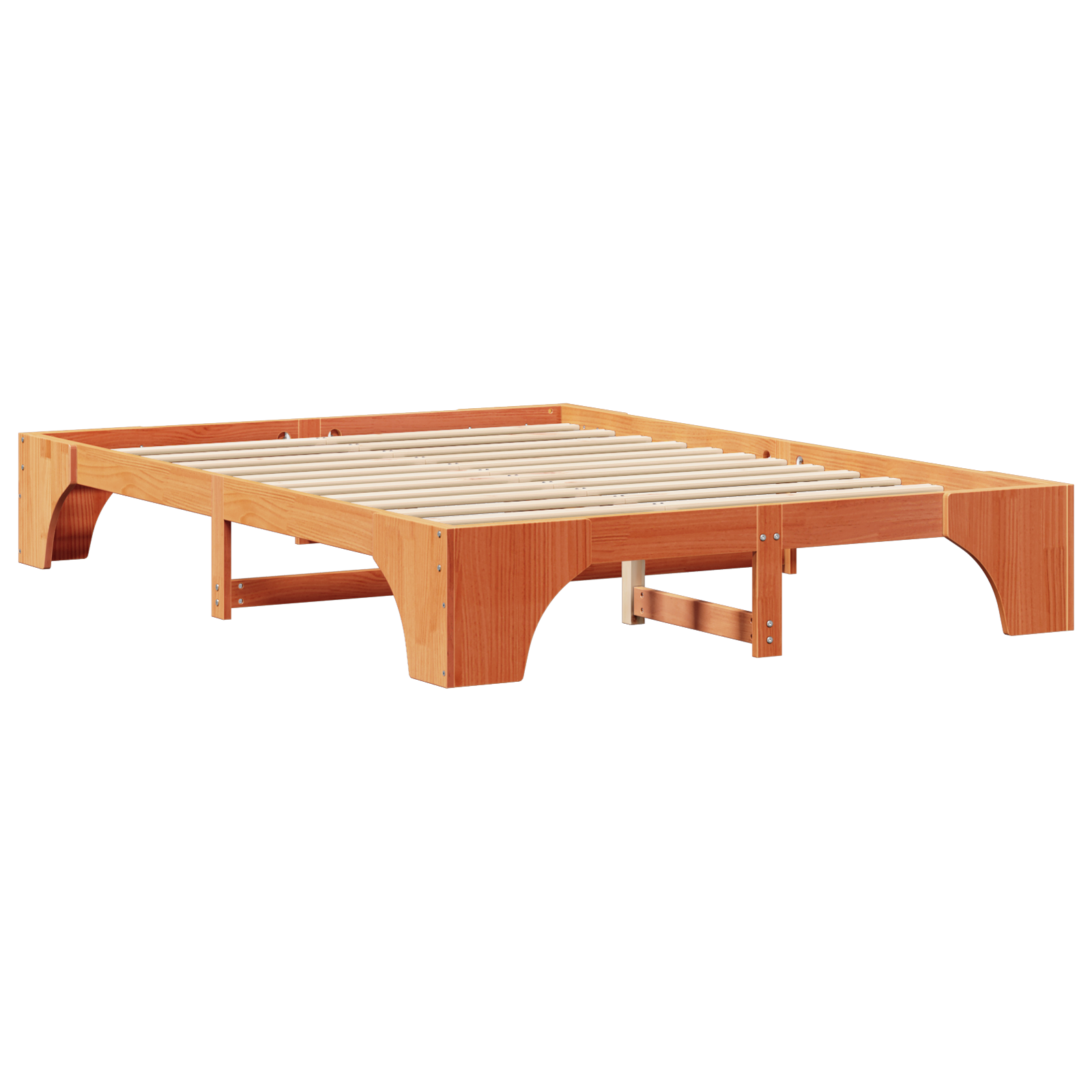 Bed Frame Wax Brown Wood Standard Double Durable Rectangular - Image 8