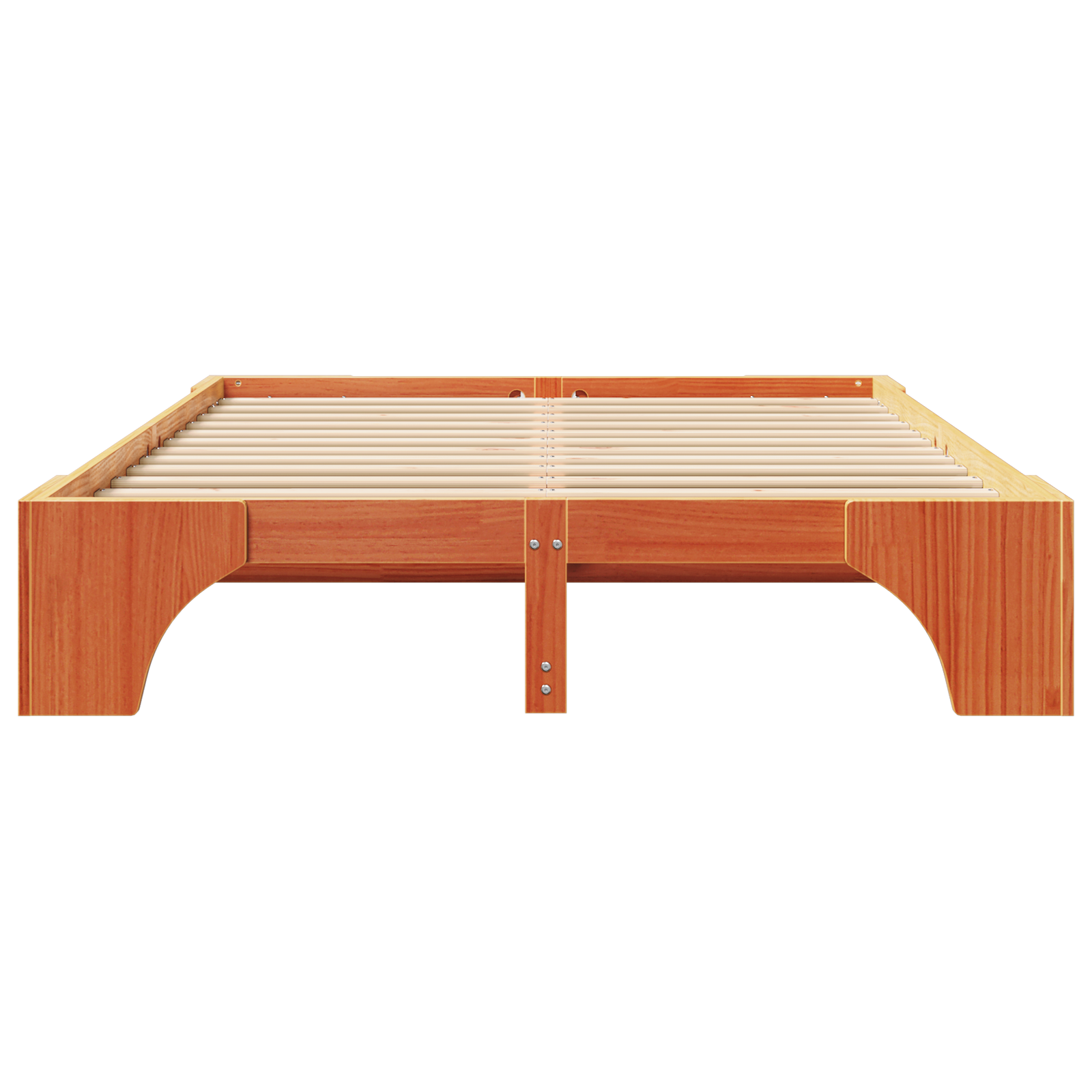 Bed Frame Wax Brown Wood Standard Double Durable Rectangular - Image 6