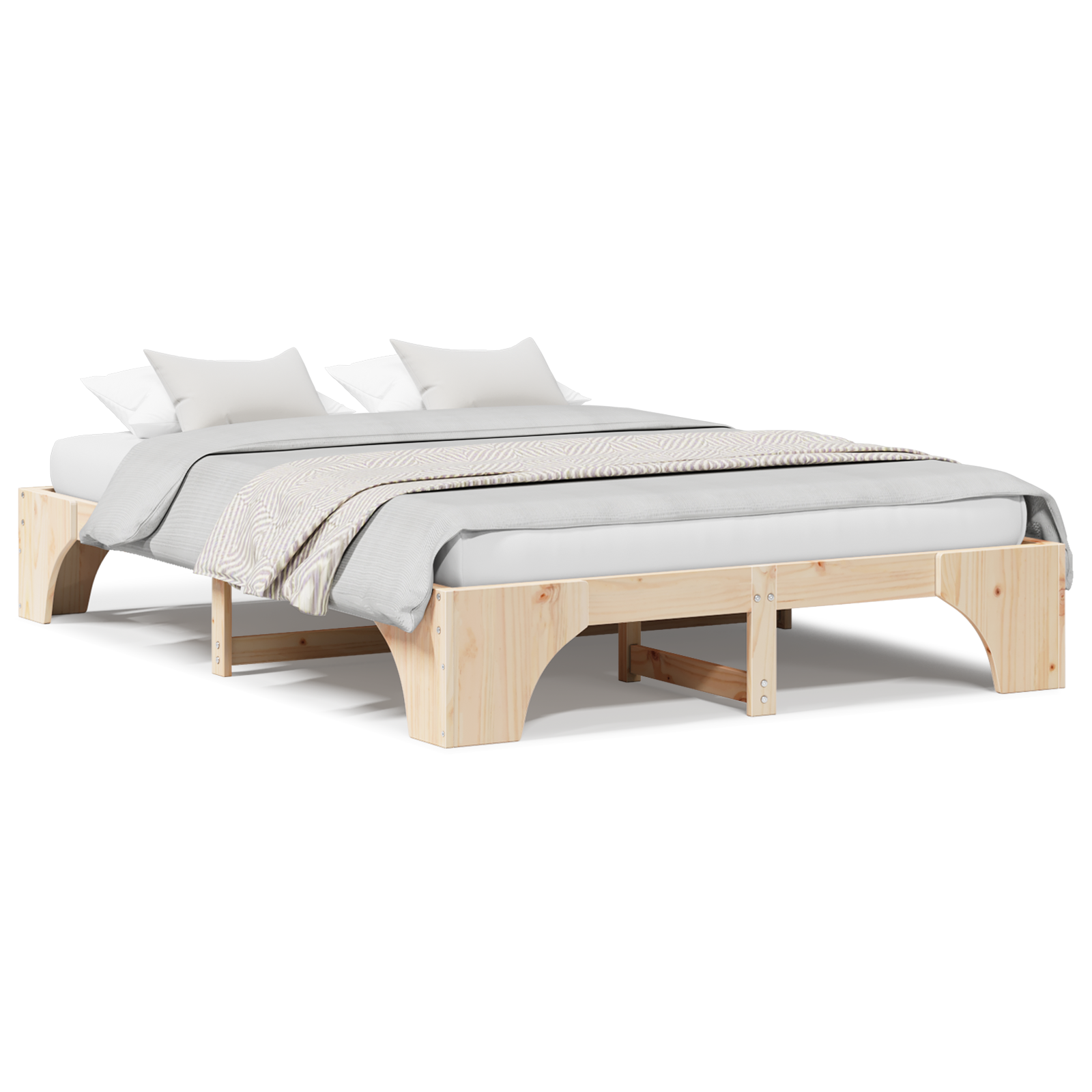 Bed Frame Natural Solid Pine wood 140 x 200 cm Durable - Image 4