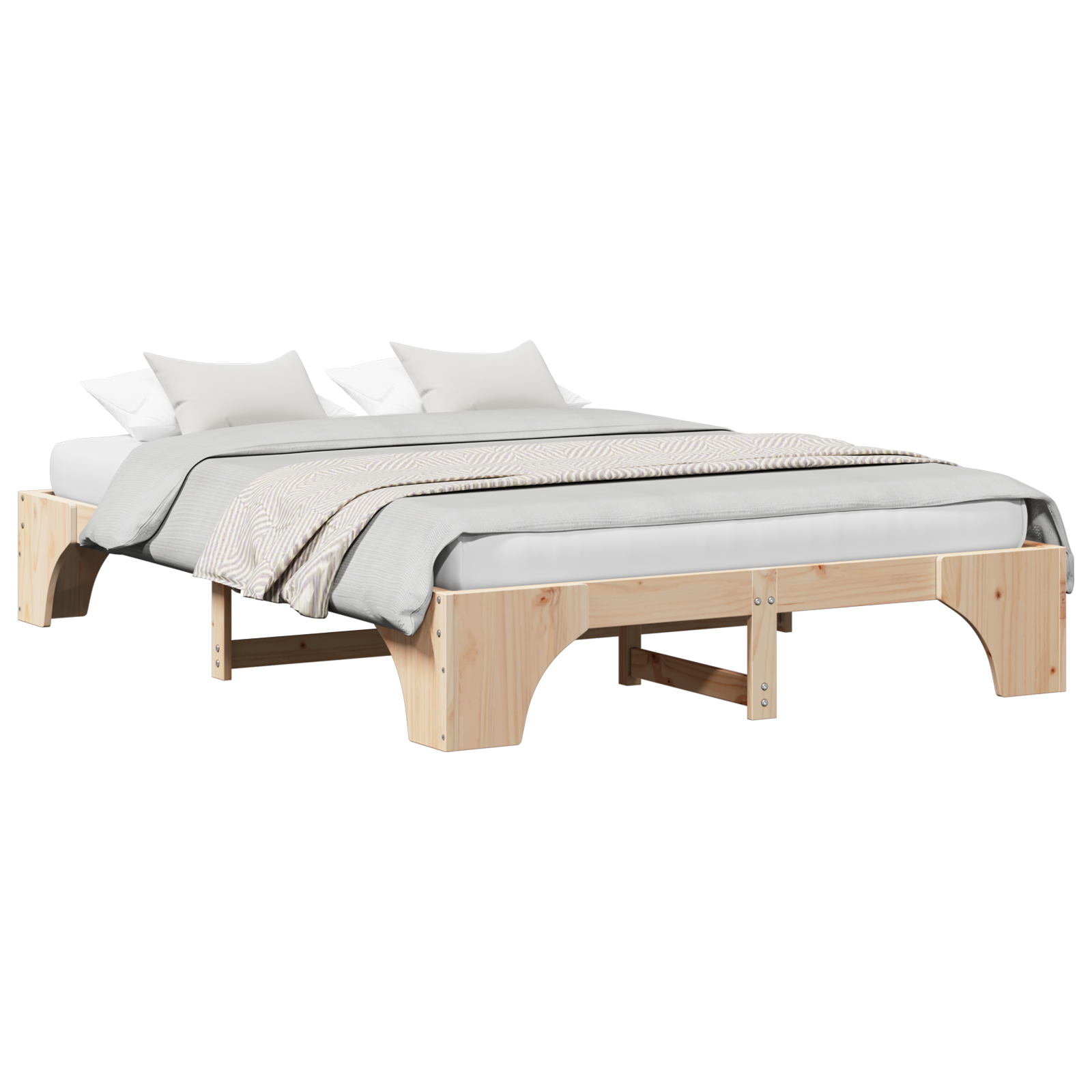 Bed Frame Natural Solid Pine wood 140 x 200 cm Durable - Image 2