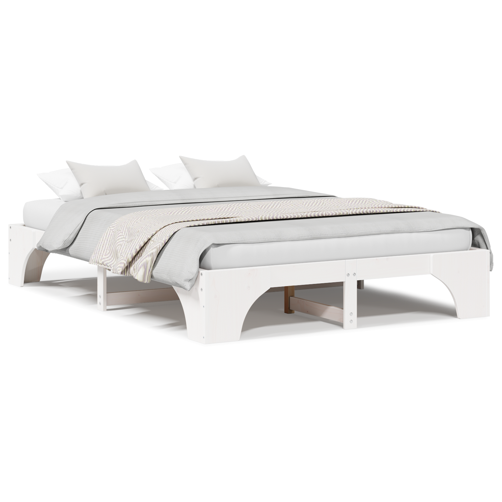 Bed Frame White Wood 140 x 200 cm Minimalistic - Image 4
