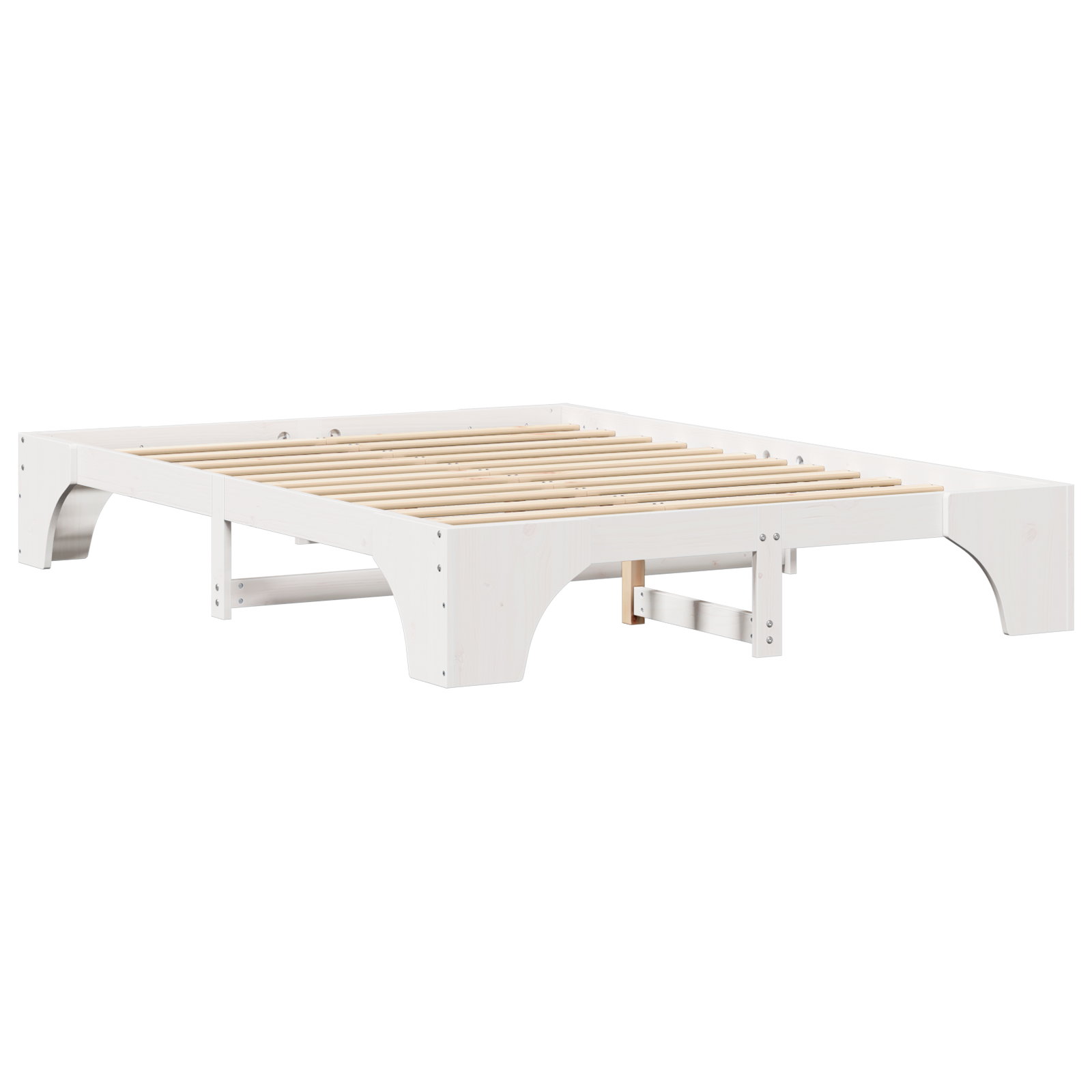 Bed Frame White Wood 140 x 200 cm Minimalistic - Image 8