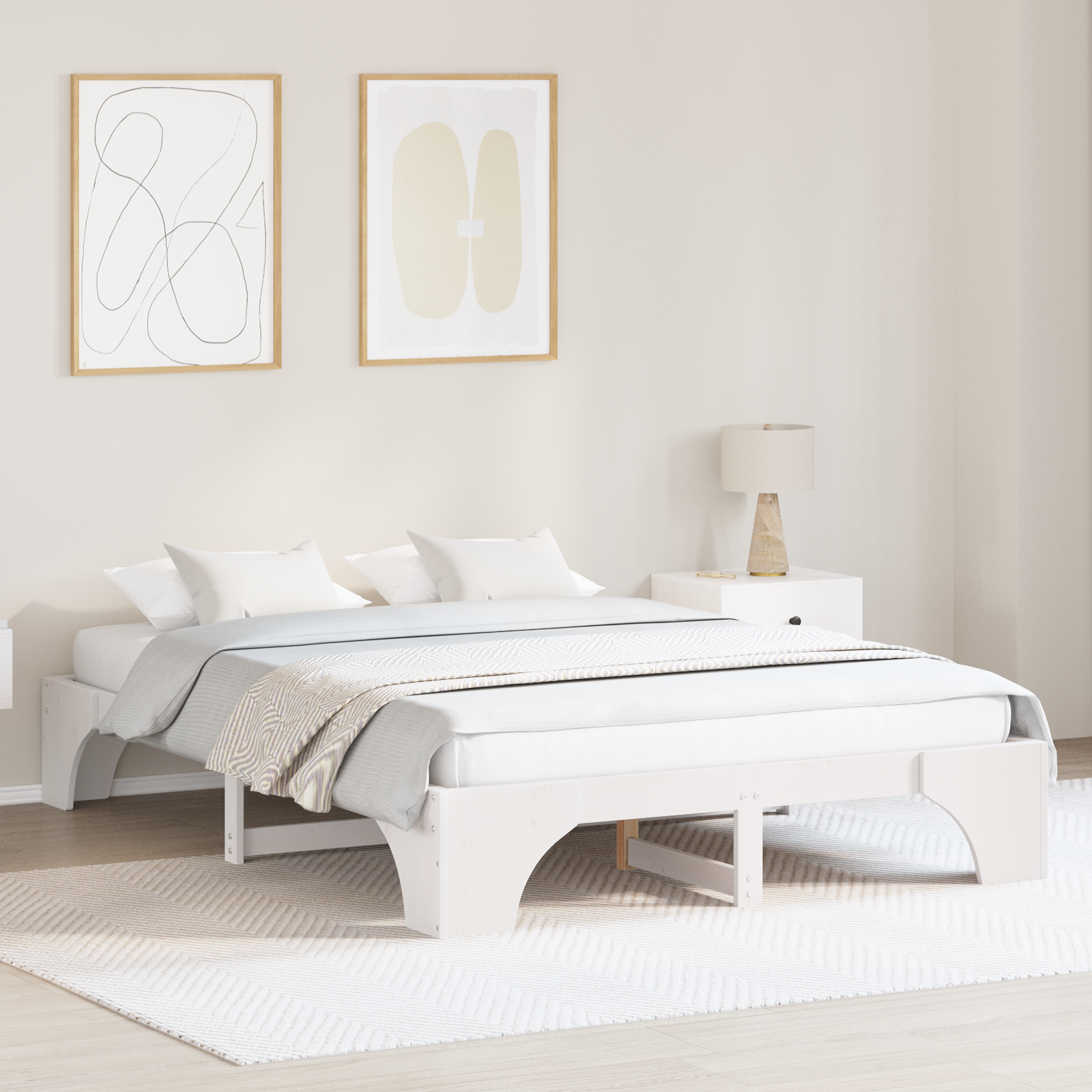 Bedframe Wit 140×200 cm Massief Grenenhout