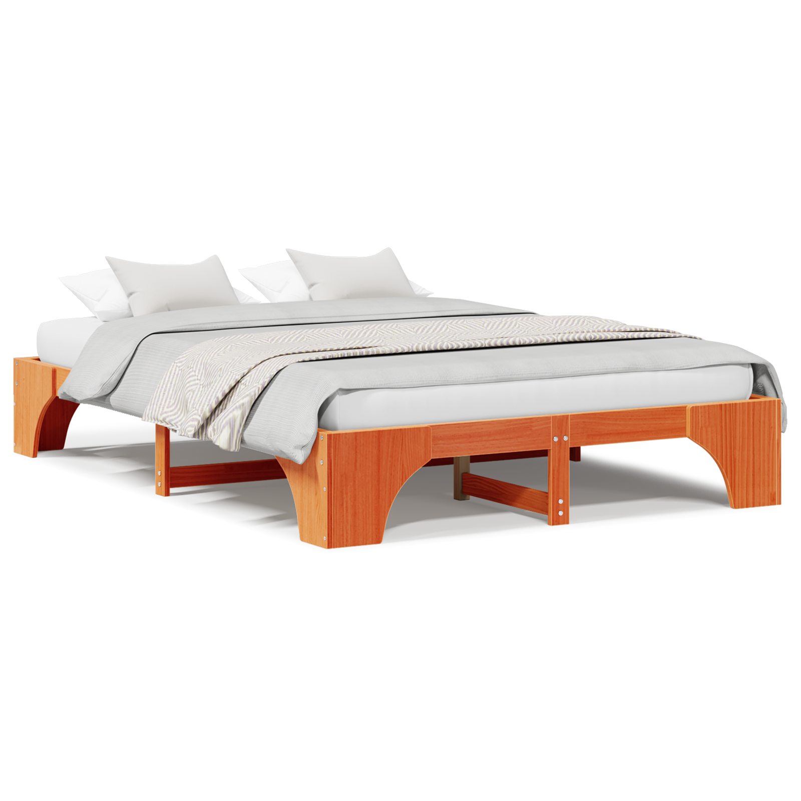 Bed Frame Wax brown Solid wood 140 x 200 cm Sturdy Rectangular - Image 4