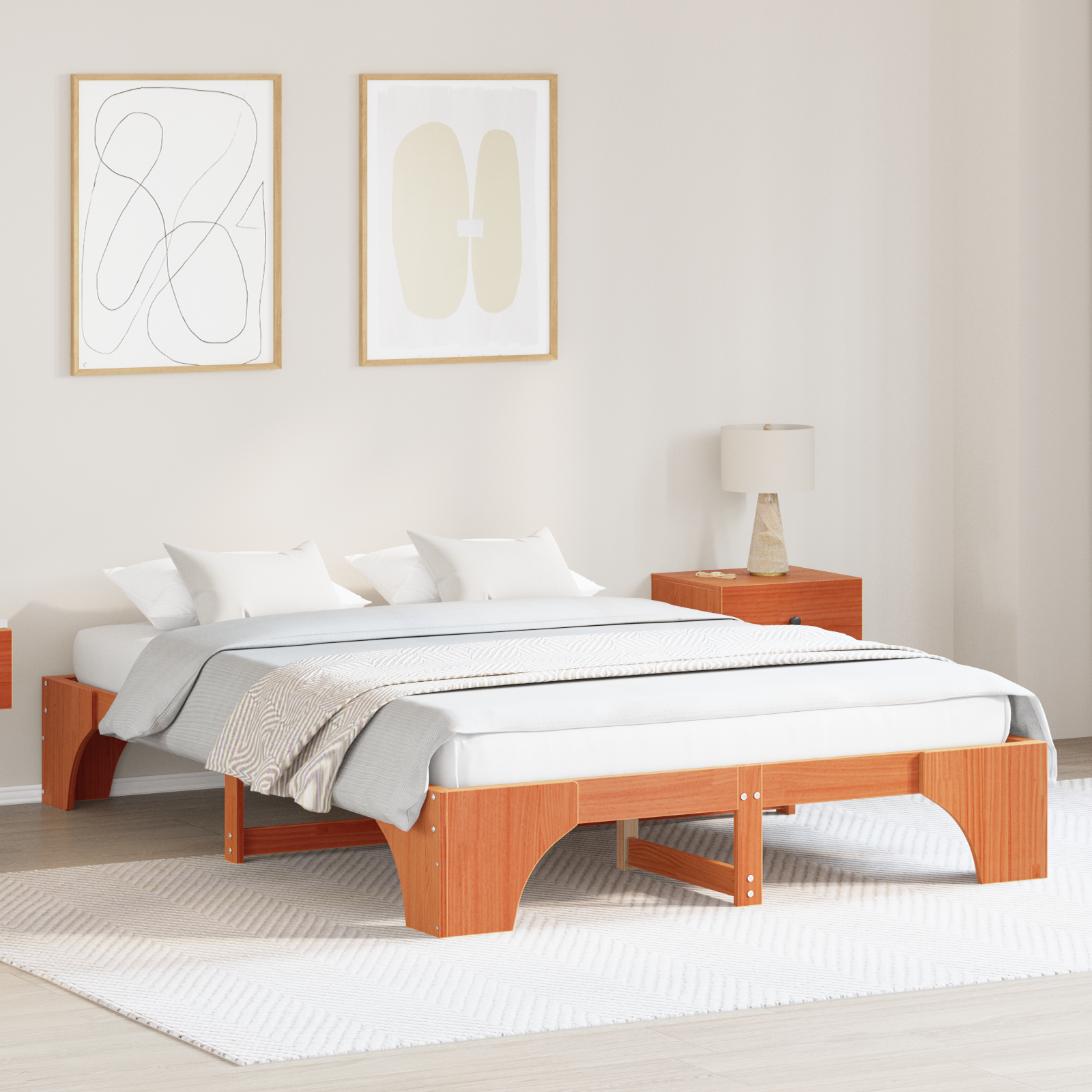 Bedframe Wax Bruin 140×200 cm van Massief Grenenhout