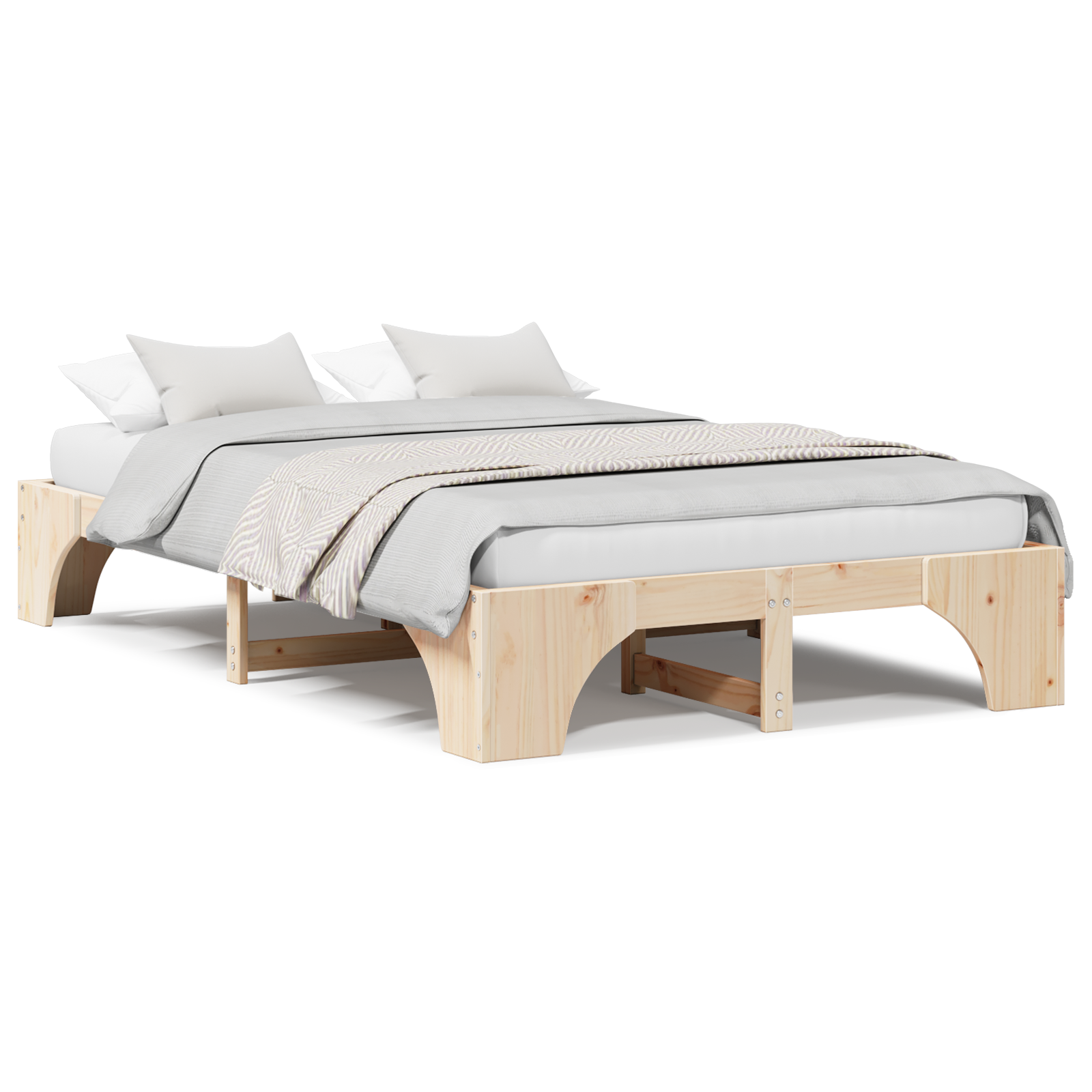 Bed Frame Natural Solid Pine wood 120 x 200 cm Durable - Image 4