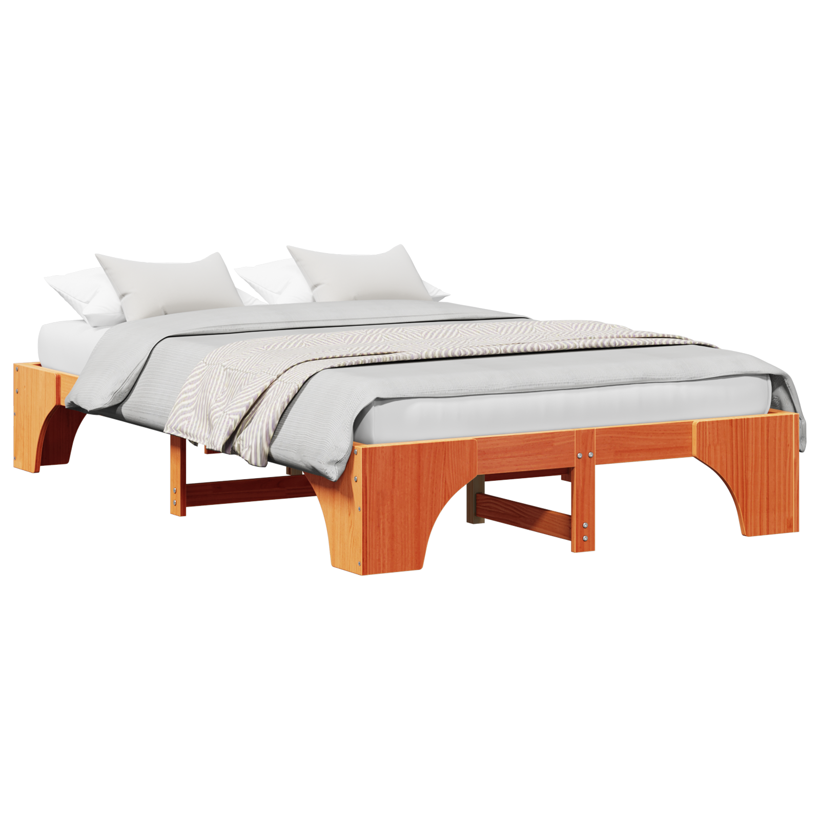Bed Frame Wax brown Solid wood 120 x 200 cm Durable Bed Frame - Image 2