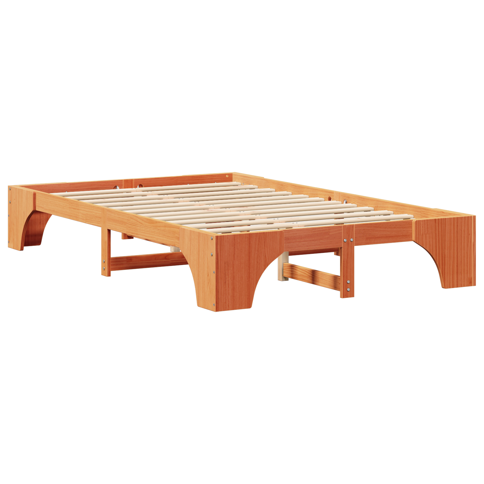 Wood Bed Frame Wax brown Solid wood 140 x 190 cm Durable - Image 3