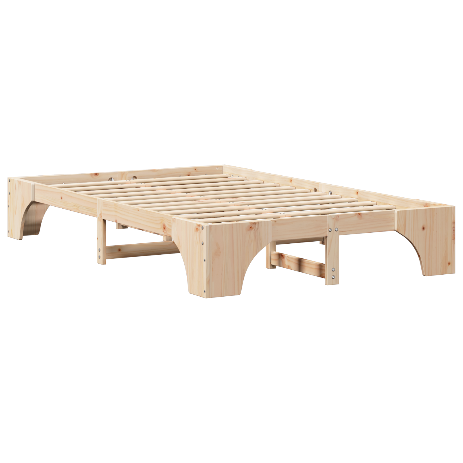 Bed Frame Natural Solid Pine wood 135 x 190 cm Durable - Image 3
