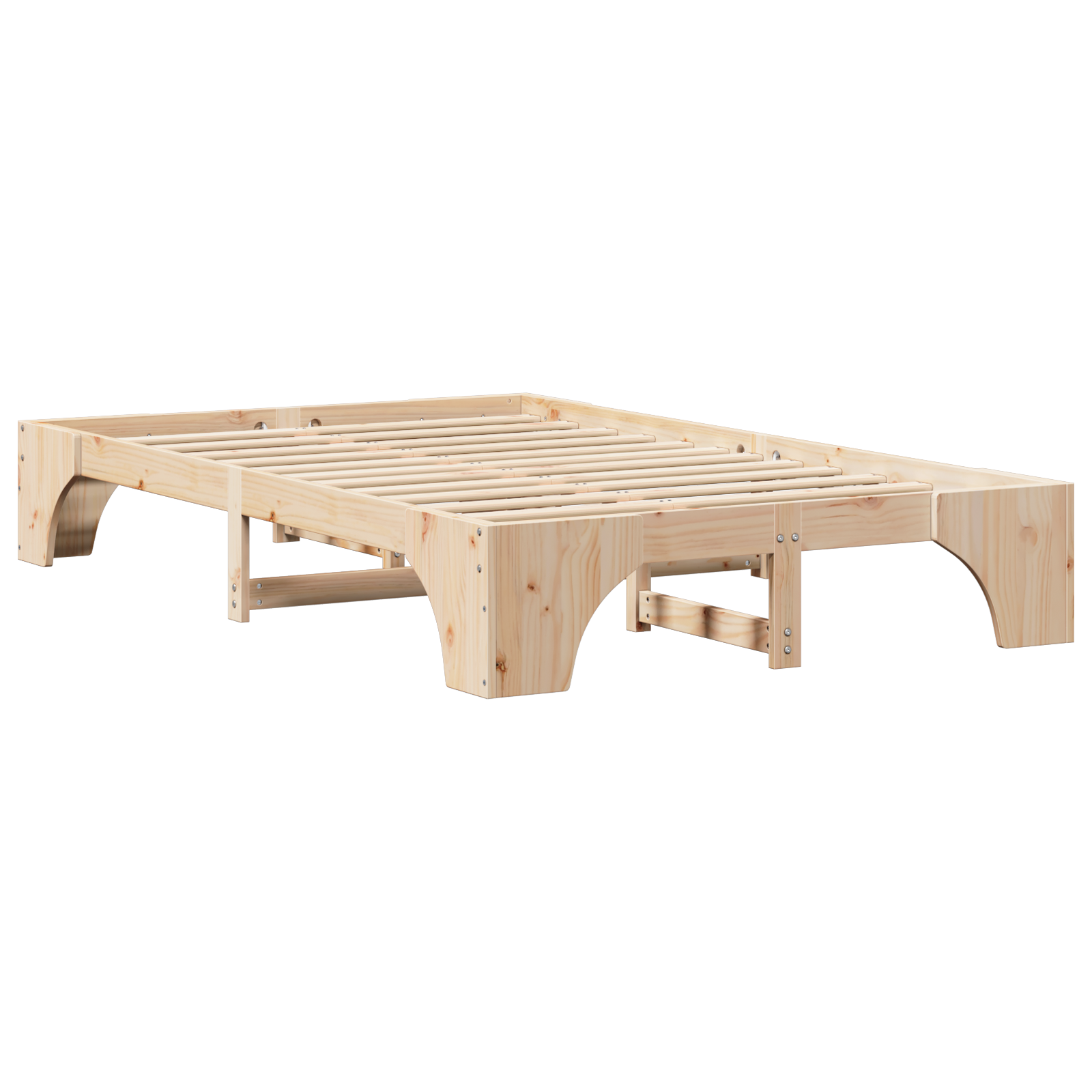 Bed Frame Natural Solid Pine wood 135 x 190 cm Durable - Image 8